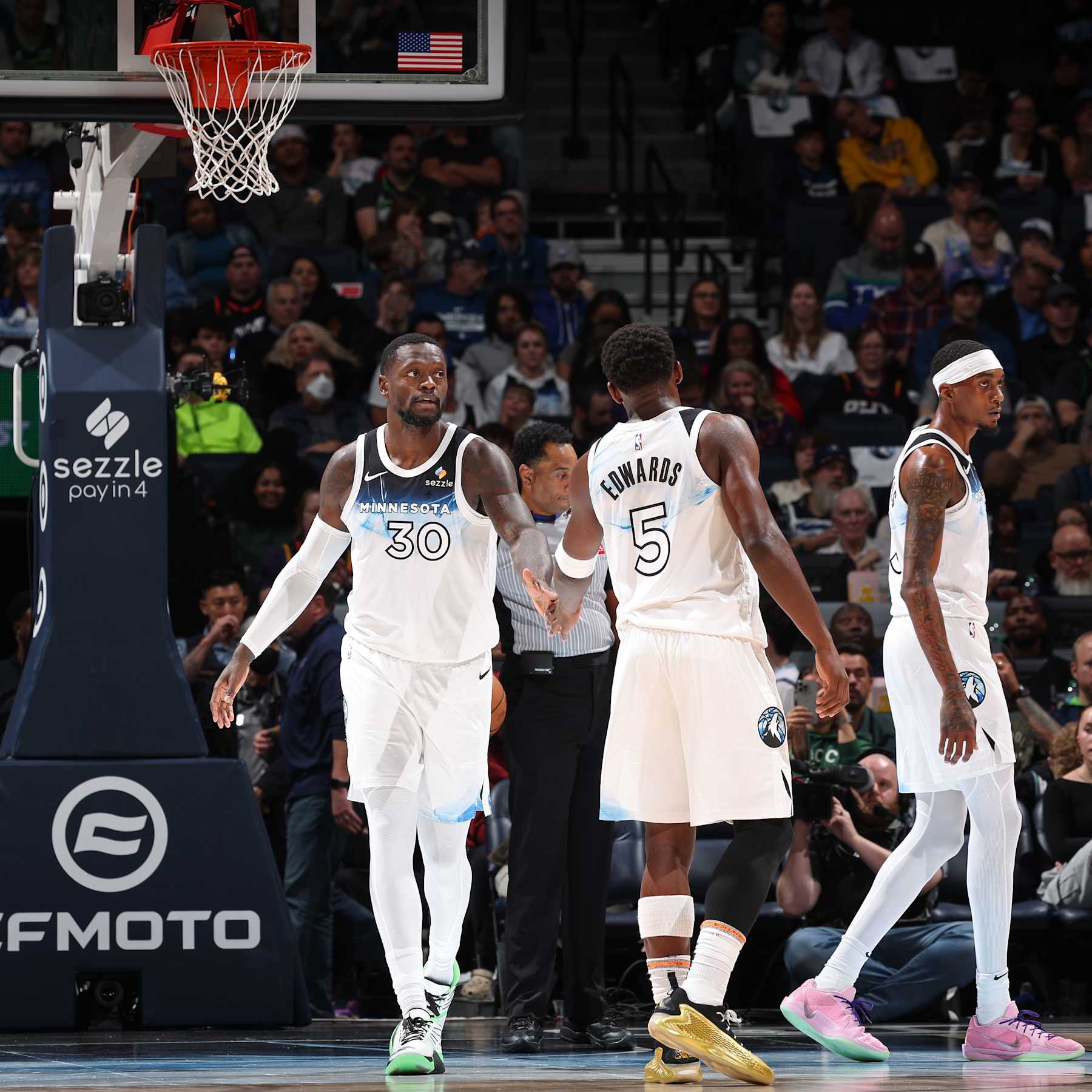 Julius Randle, Anthony Edwards and Jaden McDaniels
