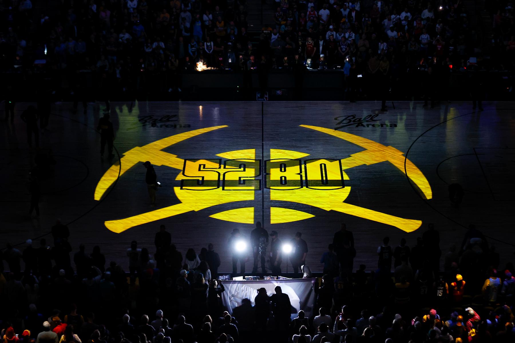 DENVER, COLORADO - JANUARY 27: The 5280 logo on the court before the game between the Denver Nuggets and the Philadelphia 76ers at Ball Arena on January 27, 2024 in Denver, Colorado. NOTE TO USER: User expressly acknowledges and agrees that, by downloading and or using this photograph, User is consenting to the terms and conditions of the Getty Images License Agreement. (Photo by Brendall O'Banon/Clarkson Creative/Getty Images)