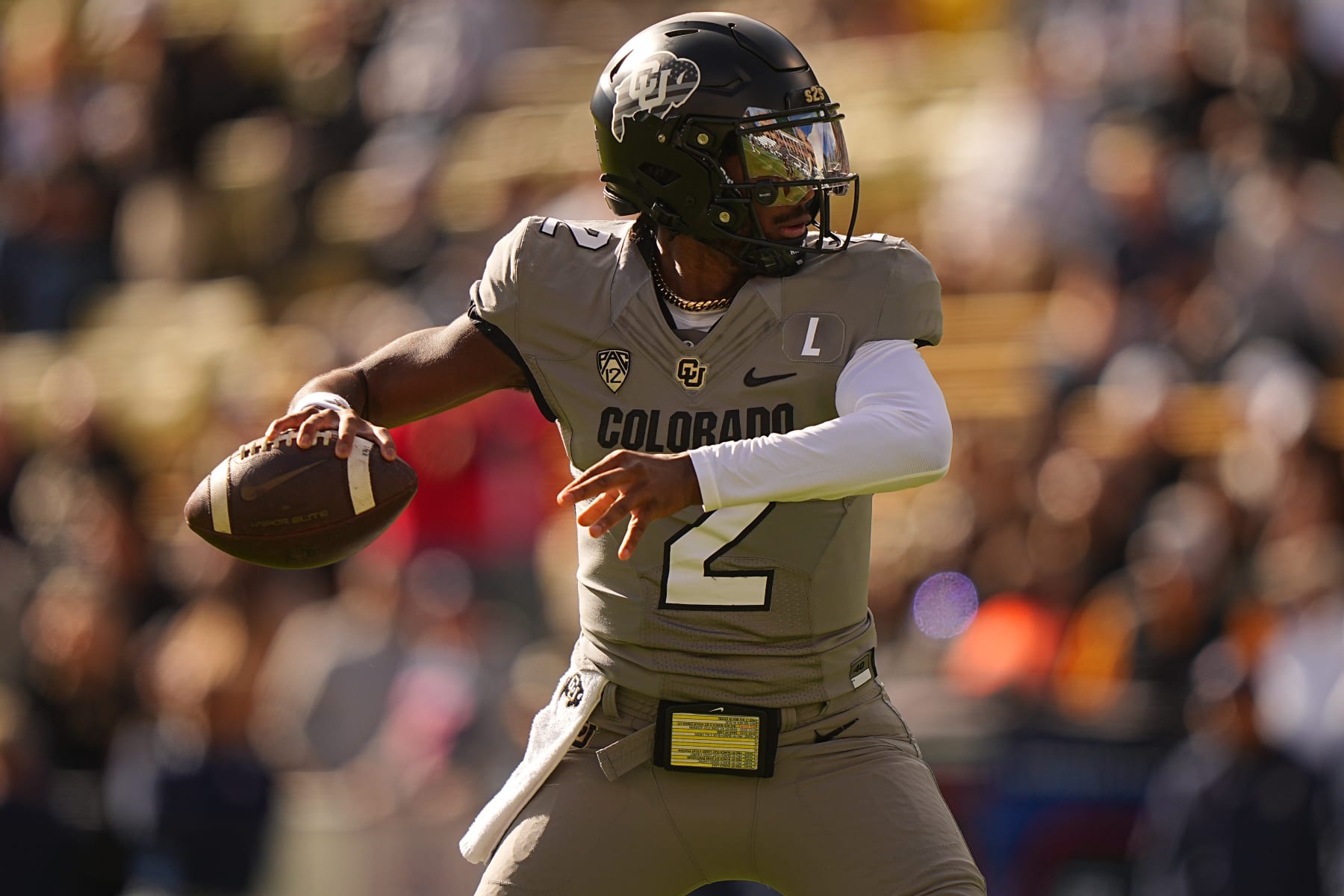 College Football: Colorado quarterback Shedeur Sanders (2) in action, throws the football vs Arizona at Folsom Field. 
Boulder, CO 11/11/2023 
CREDIT: Erick W. Rasco (Photo by Erick W. Rasco/Sports Illustrated via Getty Images) 
(Set Number: X164462)