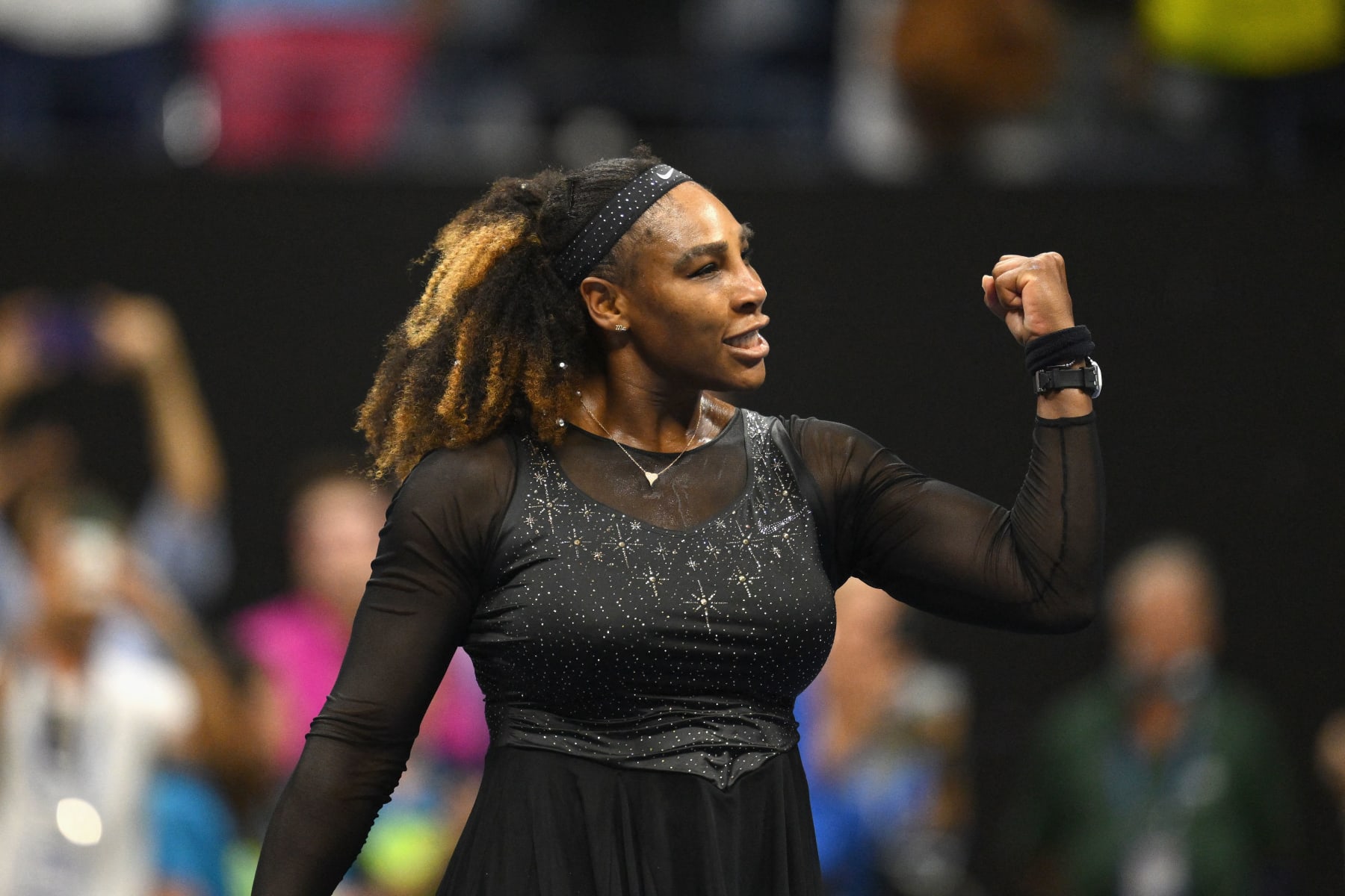 USA's Serena Williams celebrates her win against Estonia's Anett Kontaveit during their 2022 US Open Tennis tournament women's singles second round match at the USTA Billie Jean King National Tennis Center in New York, on August 31, 2022. (Photo by ANGELA WEISS / AFP) (Photo by ANGELA WEISS/AFP via Getty Images)