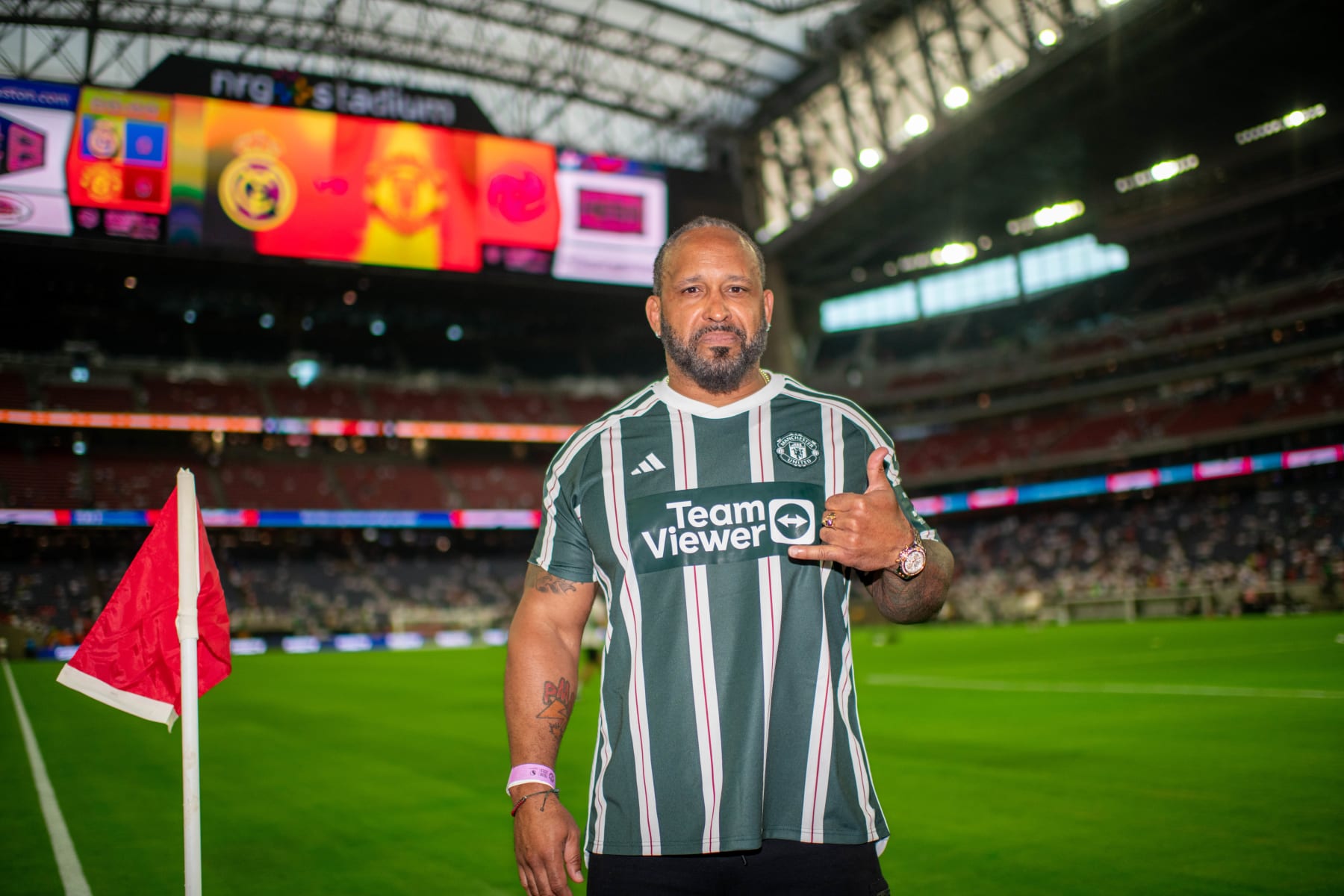 HOUSTON, TEXAS - JULY 26: WWE wrestler MVP arrives ahead of the pre-season friendly match between Manchester United and Real Madrid at NRG Stadium on July 26, 2023 in Houston, Texas. (Photo by Ash Donelon/Manchester United via Getty Images)