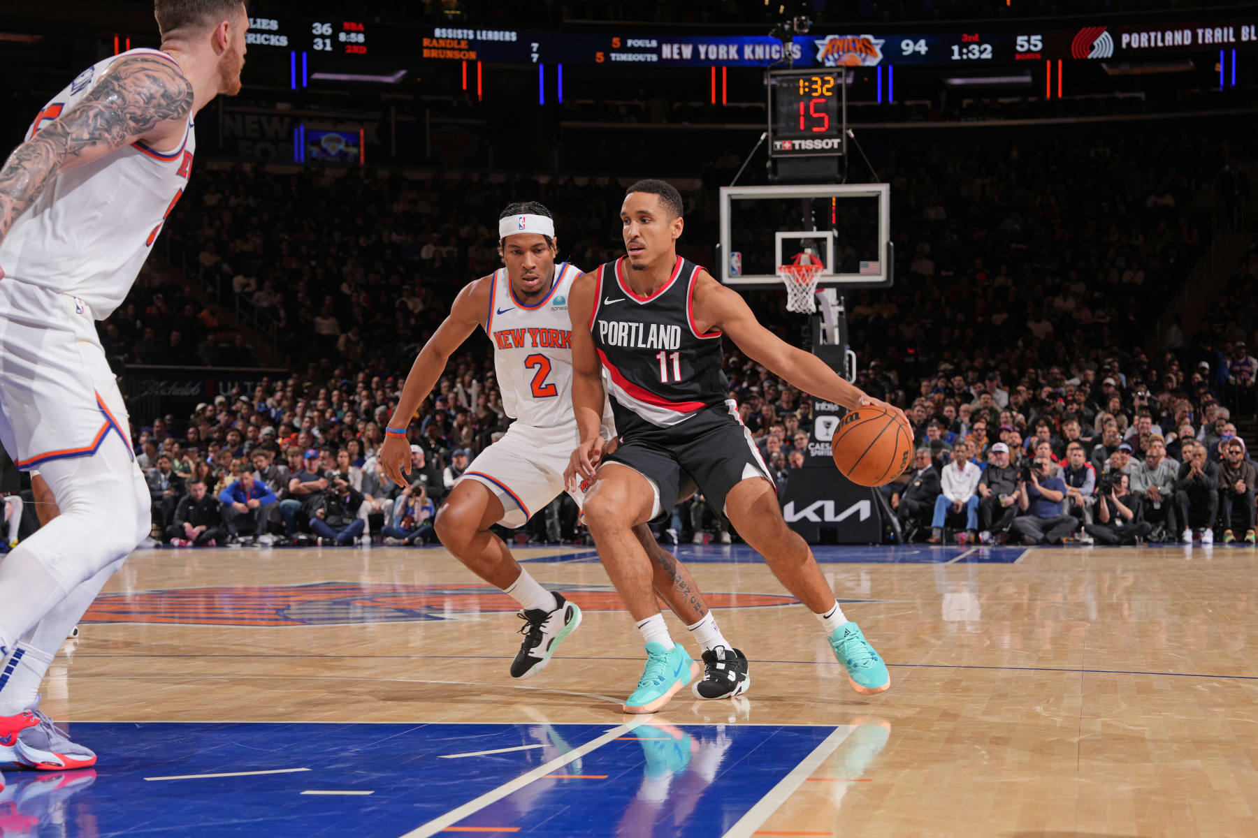 NEW YORK, NY - JANUARY 9: Malcolm Brogdon #11 of the Portland Trail Blazers dribbles the ball during the game against the New York Knicks on January 9, 2024 at Madison Square Garden in New York City, New York.  NOTE TO USER: User expressly acknowledges and agrees that, by downloading and or using this photograph, User is consenting to the terms and conditions of the Getty Images License Agreement. Mandatory Copyright Notice: Copyright 2024 NBAE  (Photo by Jesse D. Garrabrant/NBAE via Getty Images)