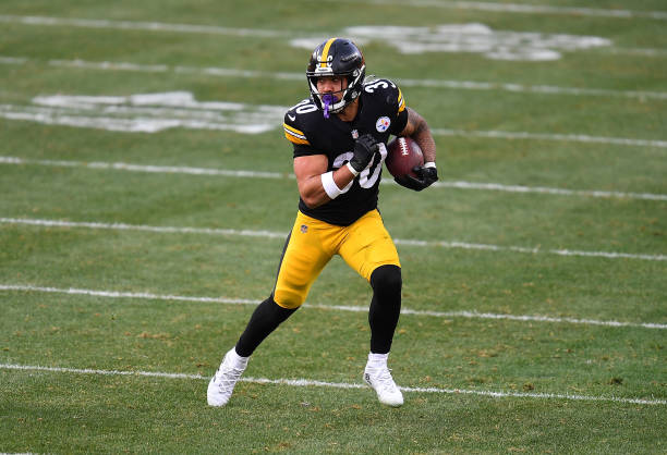 PITTSBURGH, PA - DECEMBER 27:  James Conner #30 of the Pittsburgh Steelers in action during the game against the Indianapolis Colts at Heinz Field on December 27, 2020 in Pittsburgh, Pennsylvania. (Photo by Joe Sargent/Getty Images)