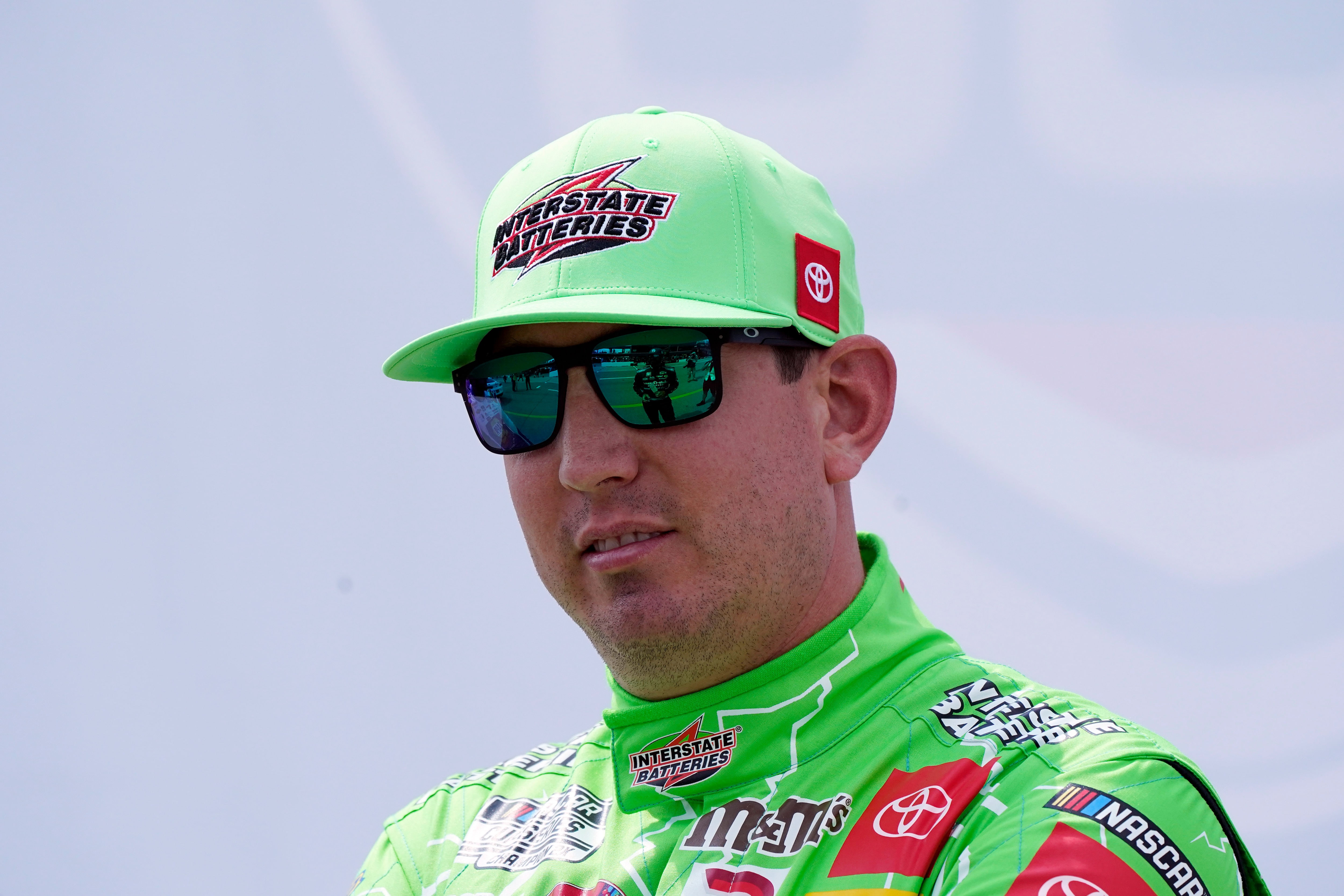 Kyle Busch talks with other drivers before driver introductions at the NASCAR Cup Series auto race at Michigan International Speedway, Sunday, Aug. 22, 2021, in Brooklyn, Mich. (AP Photo/Carlos Osorio) Kyle Busch talks with other drivers before driver introductions at the NASCAR Cup Series auto race at Michigan International Speedway, Sunday, Aug. 22, 2021, in Brooklyn, Mich. (AP Photo/Carlos Osorio)