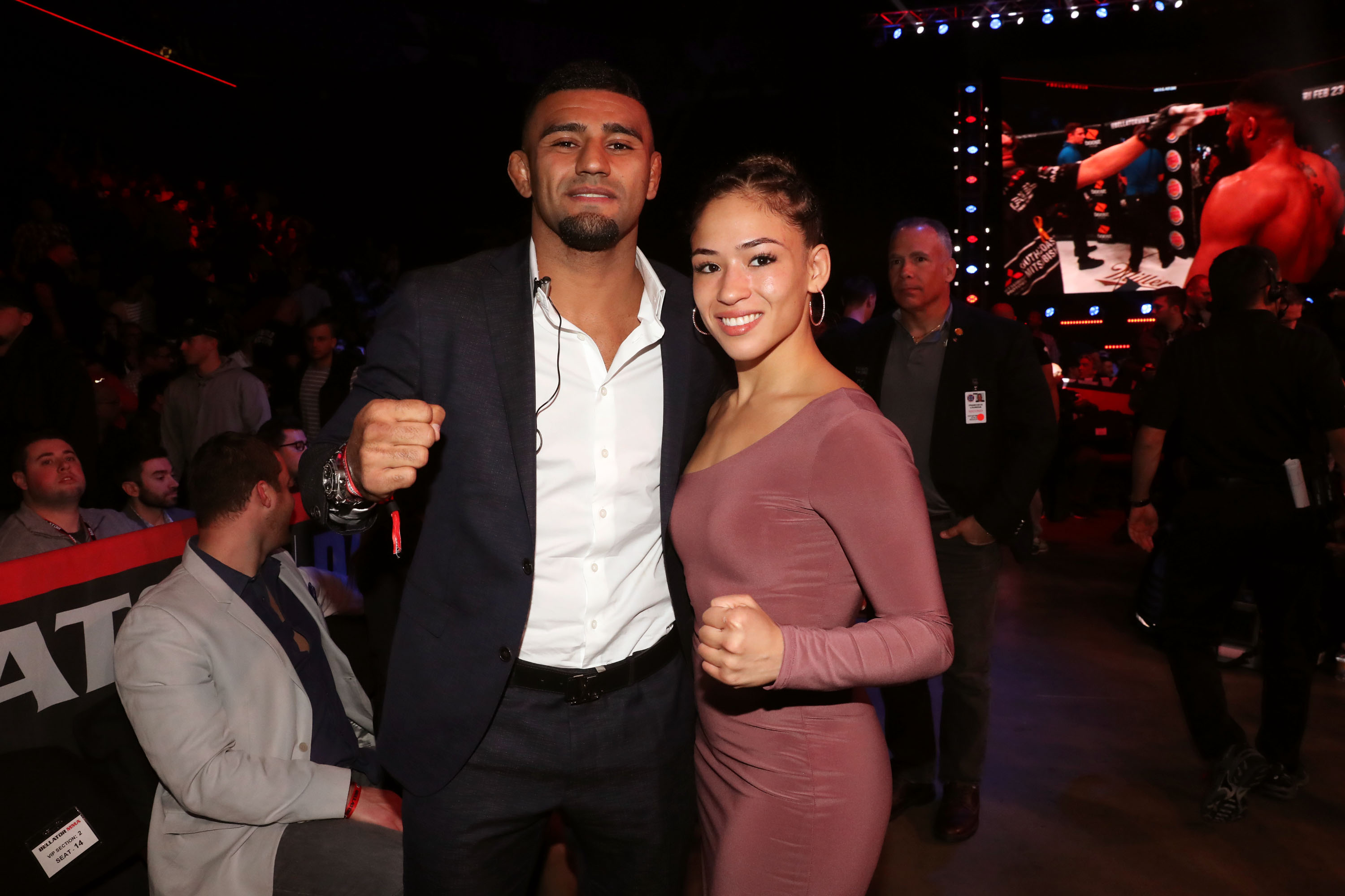 UNCASVILLE, CT - FEBRUARY 16:  Douglas Lima (L) and Valerie Loureda attend Paul Daley Vs Michael Page at Mohegan Sun Arena on February 16, 2019 in Uncasville, Connecticut.  (Photo by Johnny Nunez/WireImage)