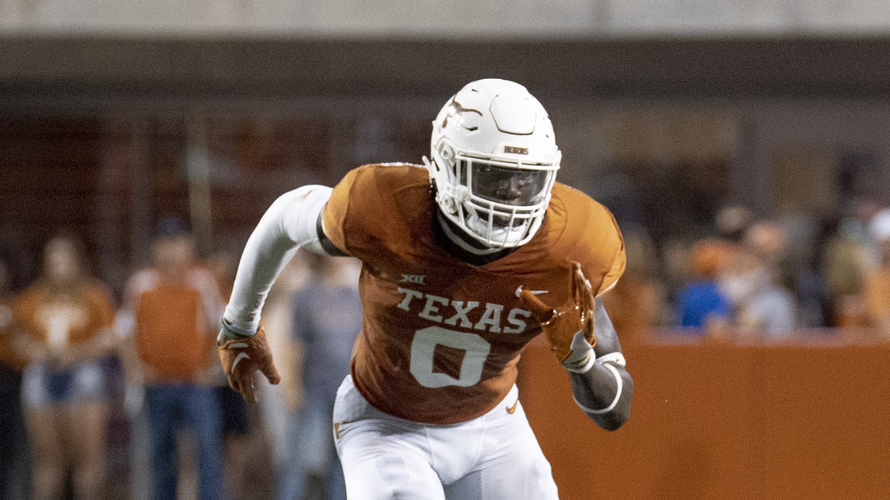 Texas linebacker DeMarvion Overshown plays during an NCAA college football game against Louisiana-Monroe, Saturday, Sept. 3, 2022, in Austin, Texas. (AP Photo/Michael Thomas)