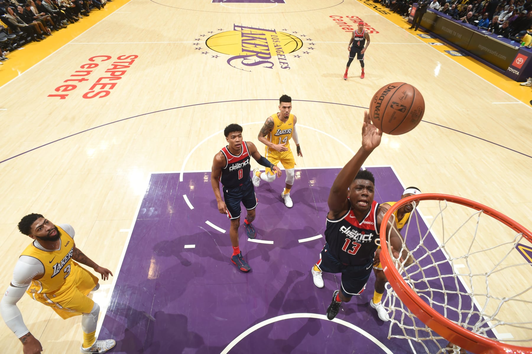 LOS ANGELES, CA - NOVEMBER 29: Thomas Bryant #13 of the Washington Wizards shoots the ball against the Los Angeles Lakers on November 29, 2019 at STAPLES Center in Los Angeles, California. NOTE TO USER: User expressly acknowledges and agrees that, by downloading and/or using this Photograph, user is consenting to the terms and conditions of the Getty Images License Agreement. Mandatory Copyright Notice: Copyright 2019 NBAE (Photo by Andrew D. Bernstein/NBAE via Getty Images)