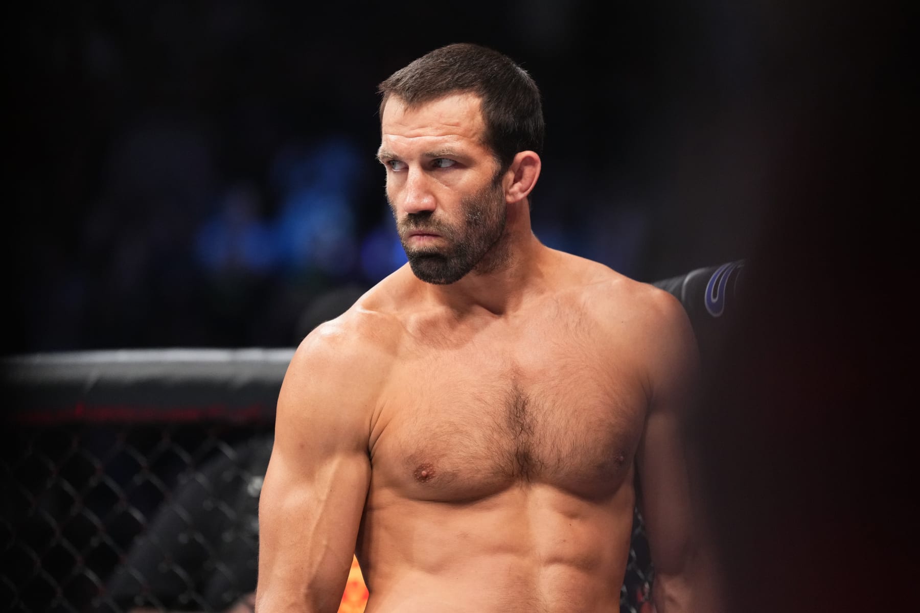 SALT LAKE CITY, UTAH - AUGUST 20: Luke Rockhold stands in his corner before facing Paulo Costa of Brazil in a middleweight fight during the UFC 278 event at Vivint Arena on August 20, 2022 in Salt Lake City, Utah. (Photo by Chris Unger/Zuffa LLC)