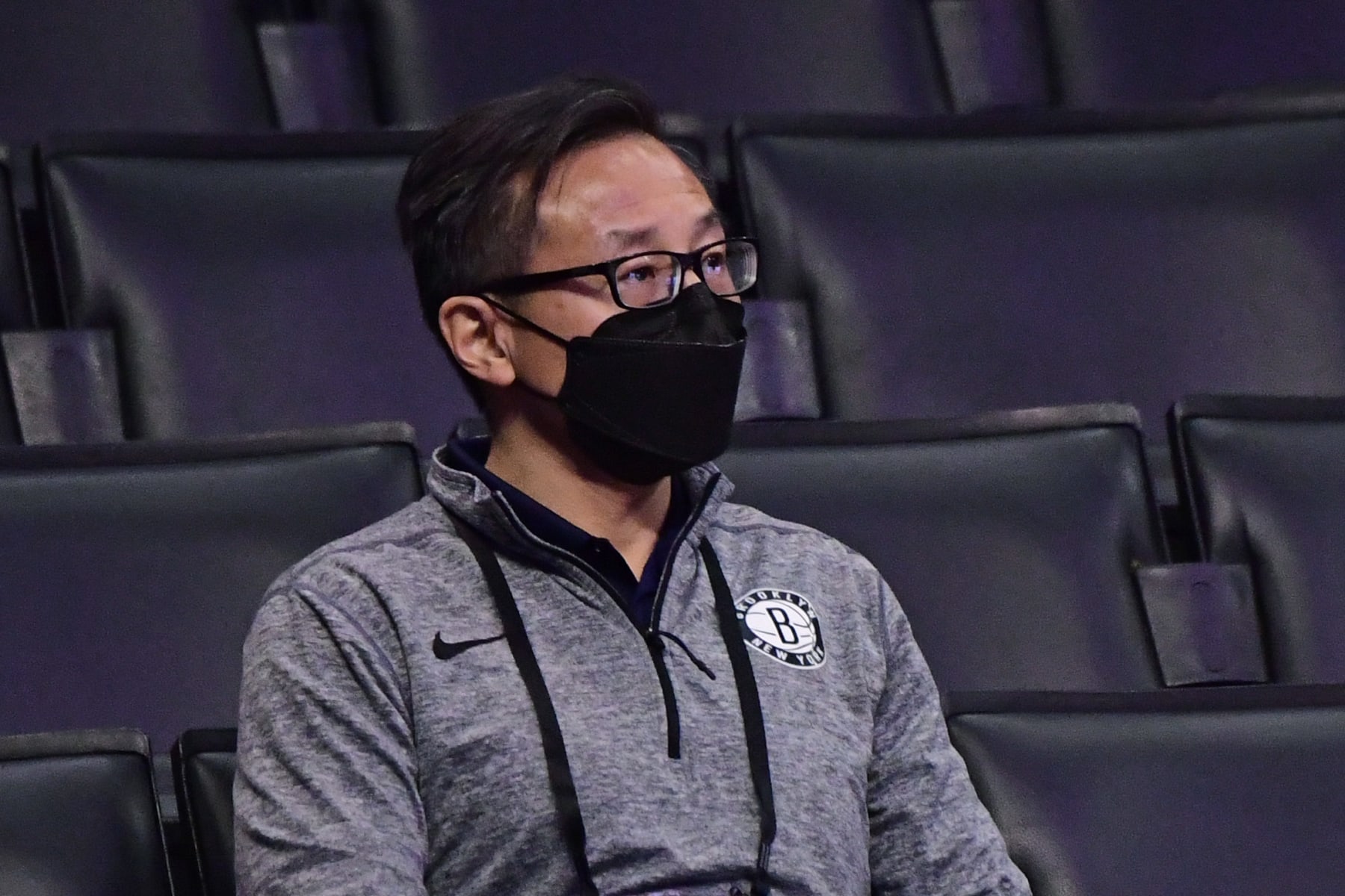 LOS ANGELES, CA  -  FEBRUARY 21: Governor Joe Tsai of the Brooklyn Nets looks on during the game against the LA Clippers on February 21, 2021 at STAPLES Center in Los Angeles, California. NOTE TO USER: User expressly acknowledges and agrees that, by downloading and/or using this Photograph, user is consenting to the terms and conditions of the Getty Images License Agreement. Mandatory Copyright Notice: Copyright 2021 NBAE (Photo by Adam Pantozzi/NBAE via Getty Images)