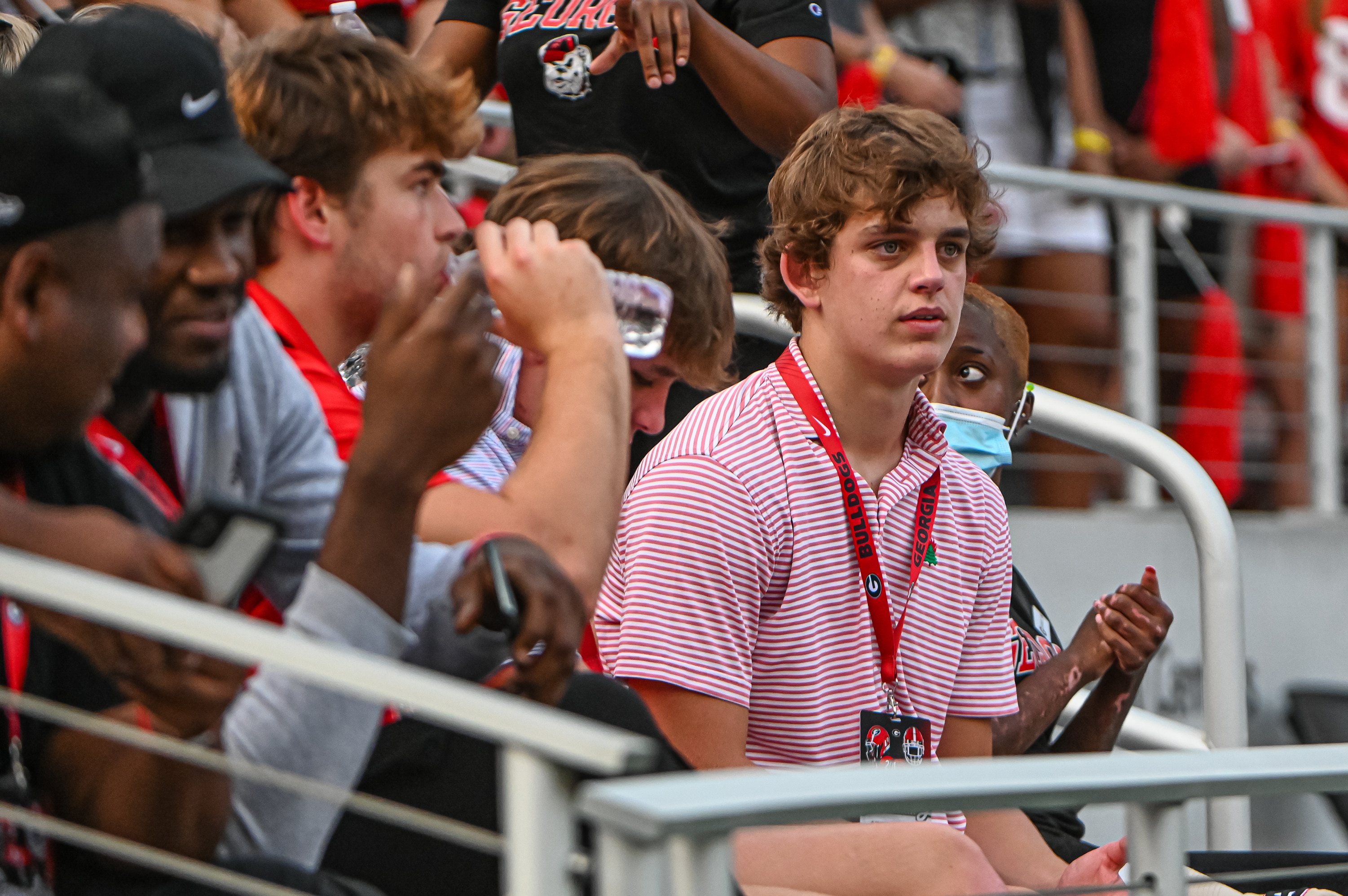 ATHENS, GA - SEPTEMBER 18: Arch Manning from Isidore Newman in New Orleans, LA on a visit to Georgia before the college football game between the South Carolina Gamecocks and Georgia Bulldogs on September 18, 2021 at Sanford Stadium in Athens, GA. (Photo by John Adams/Icon Sportswire via Getty Images)