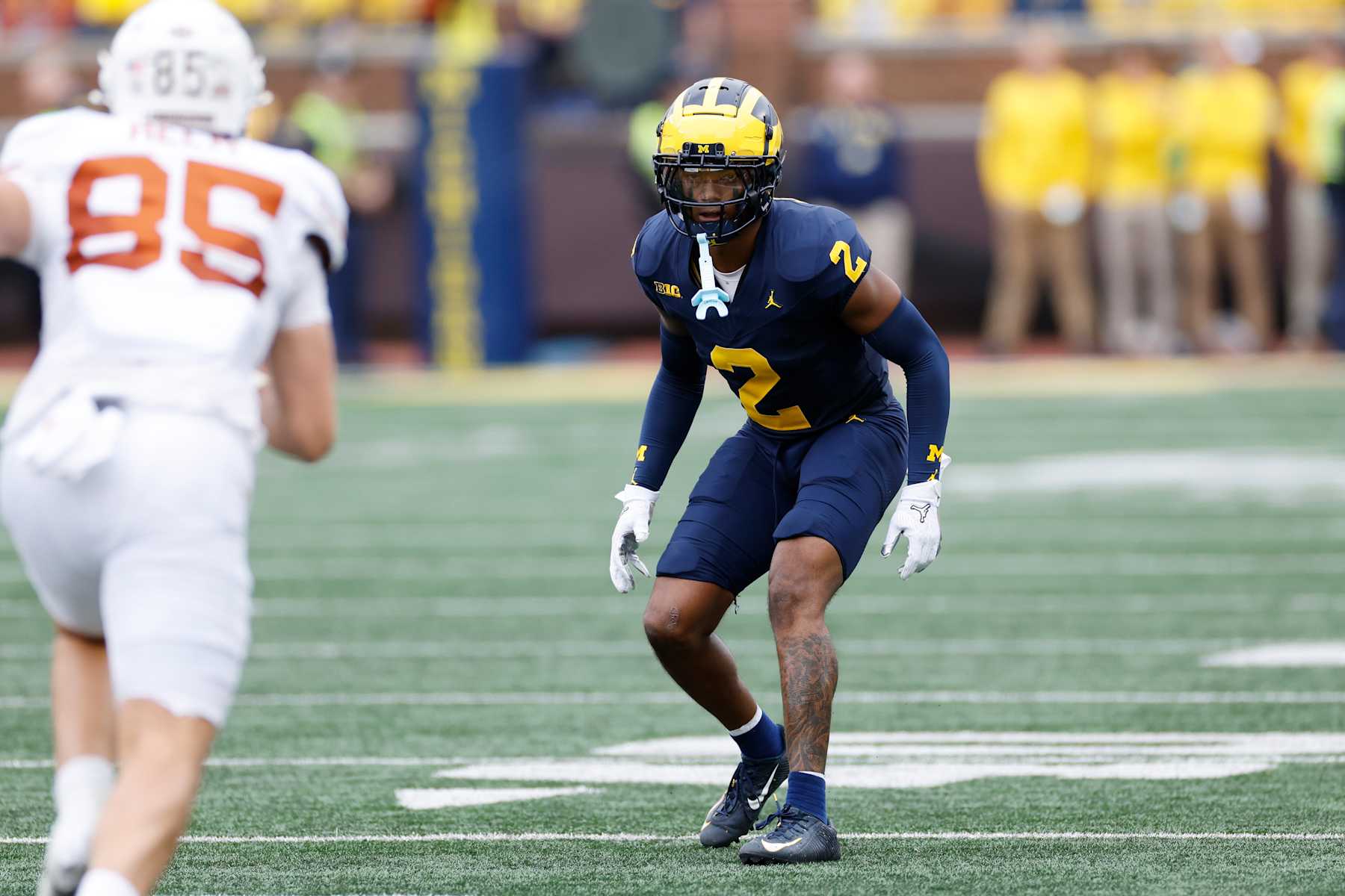 ANN ARBOR, MI - SEPTEMBER 07: Michigan Wolverines defensive back Will Johnson (2) lines up on defense during a college football game against the Texas Longhorns on September 07, 2024 at Michigan Stadium in Ann Arbor, Michigan. (Photo by Joe Robbins/Icon Sportswire via Getty Images)