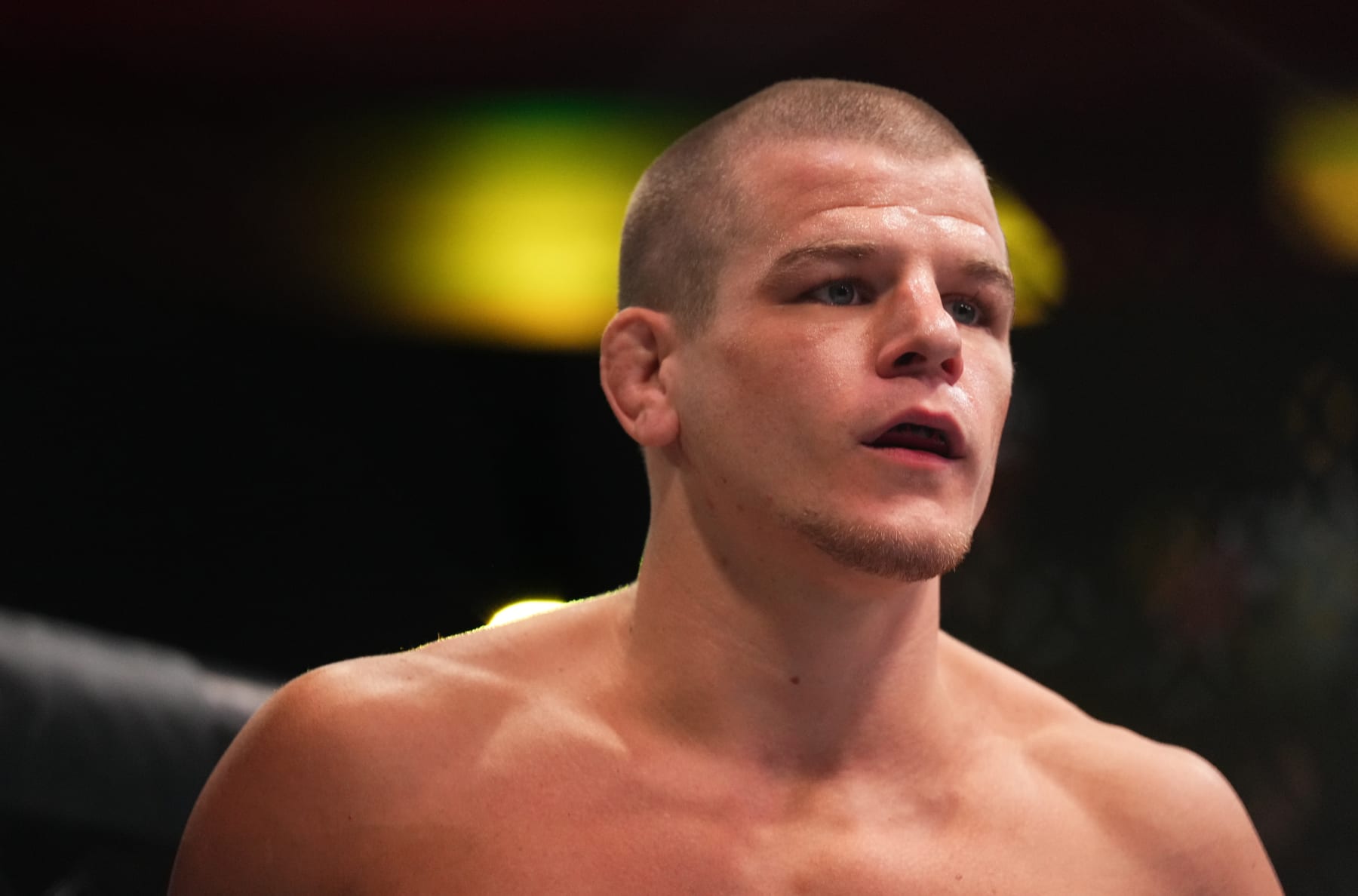 LAS VEGAS, NEVADA - JULY 01: Grant Dawson prepares to fight Damir Ismagulov of Russia in a lightweight fight during the UFC Fight Night event at UFC APEX on July 01, 2023 in Las Vegas, Nevada. (Photo by Chris Unger/Zuffa LLC via Getty Images)