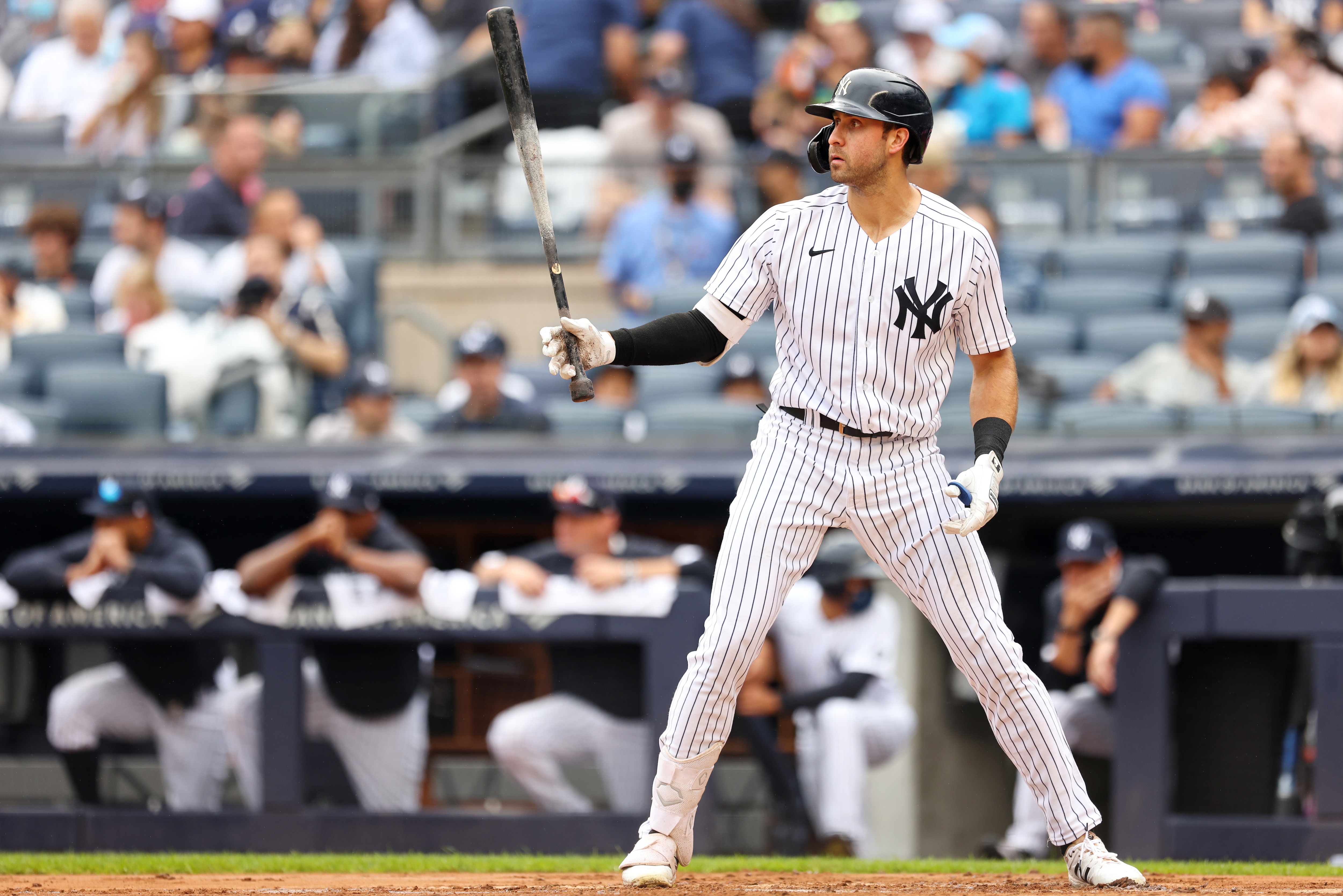 NEW YORK, NY - SEPTEMBER 05: Joey Gallo #13 of the New York Yankees in action against the Baltimore Orioles during a game at Yankee Stadium on September 5, 2021 in New York City. (Photo by Rich Schultz/Getty Images)