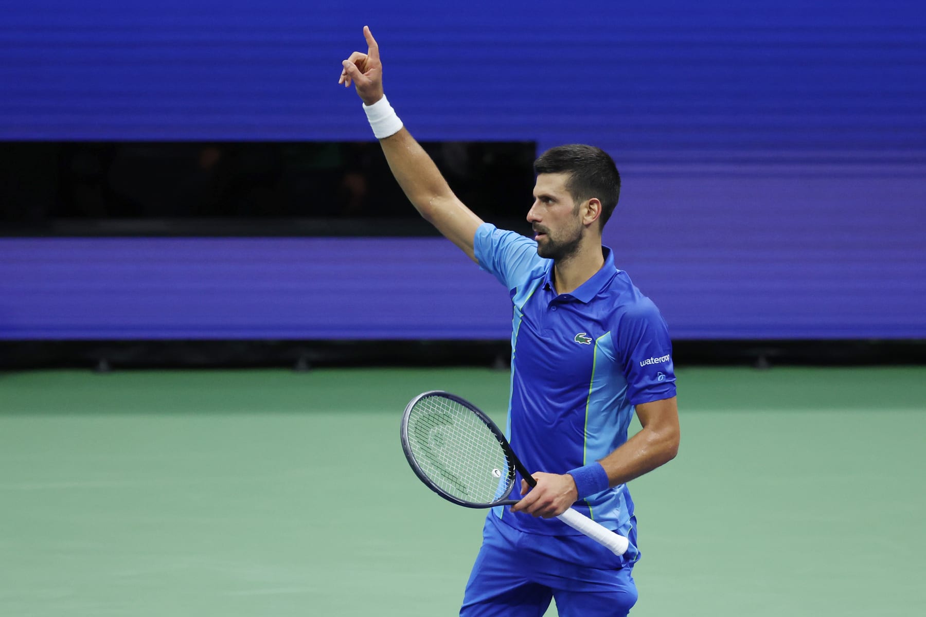 NEW YORK, NEW YORK - SEPTEMBER 10: Novak Djokovic of Serbia celebrates after a point against Daniil Medvedev of Russia during their Men's Singles Final match on Day Fourteen of the 2023 US Open at the USTA Billie Jean King National Tennis Center on September 10, 2023 in the Flushing neighborhood of the Queens borough of New York City. (Photo by Al Bello/Getty Images)