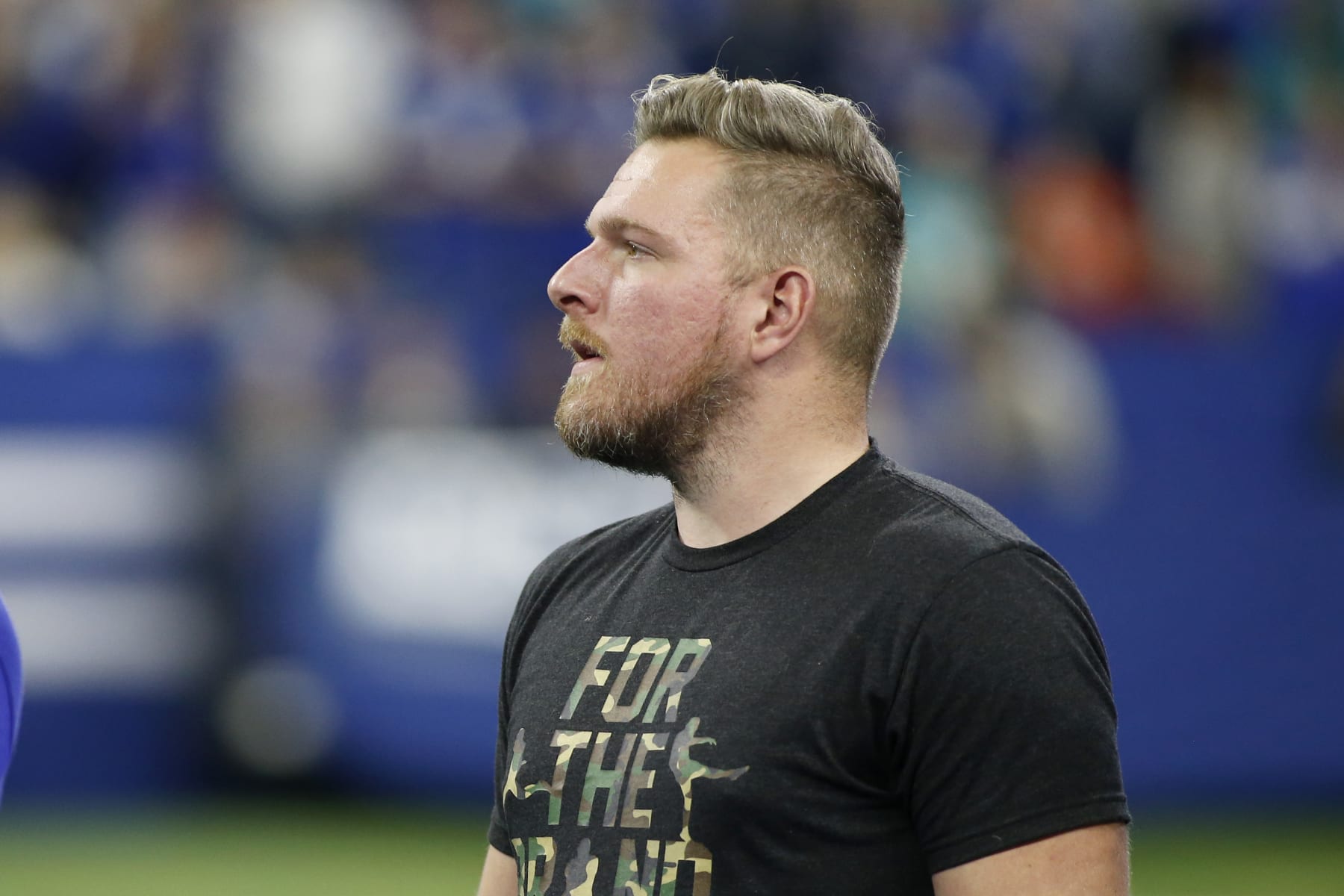 INDIANAPOLIS, INDIANA - NOVEMBER 10: Pat McAfee former Indianapolis Colts on the field during Dwight Freeney induction to the Indianapolis Colts Ring of Honor at Lucas Oil Stadium on November 10, 2019 in Indianapolis, Indiana. (Photo by Justin Casterline/Getty Images)