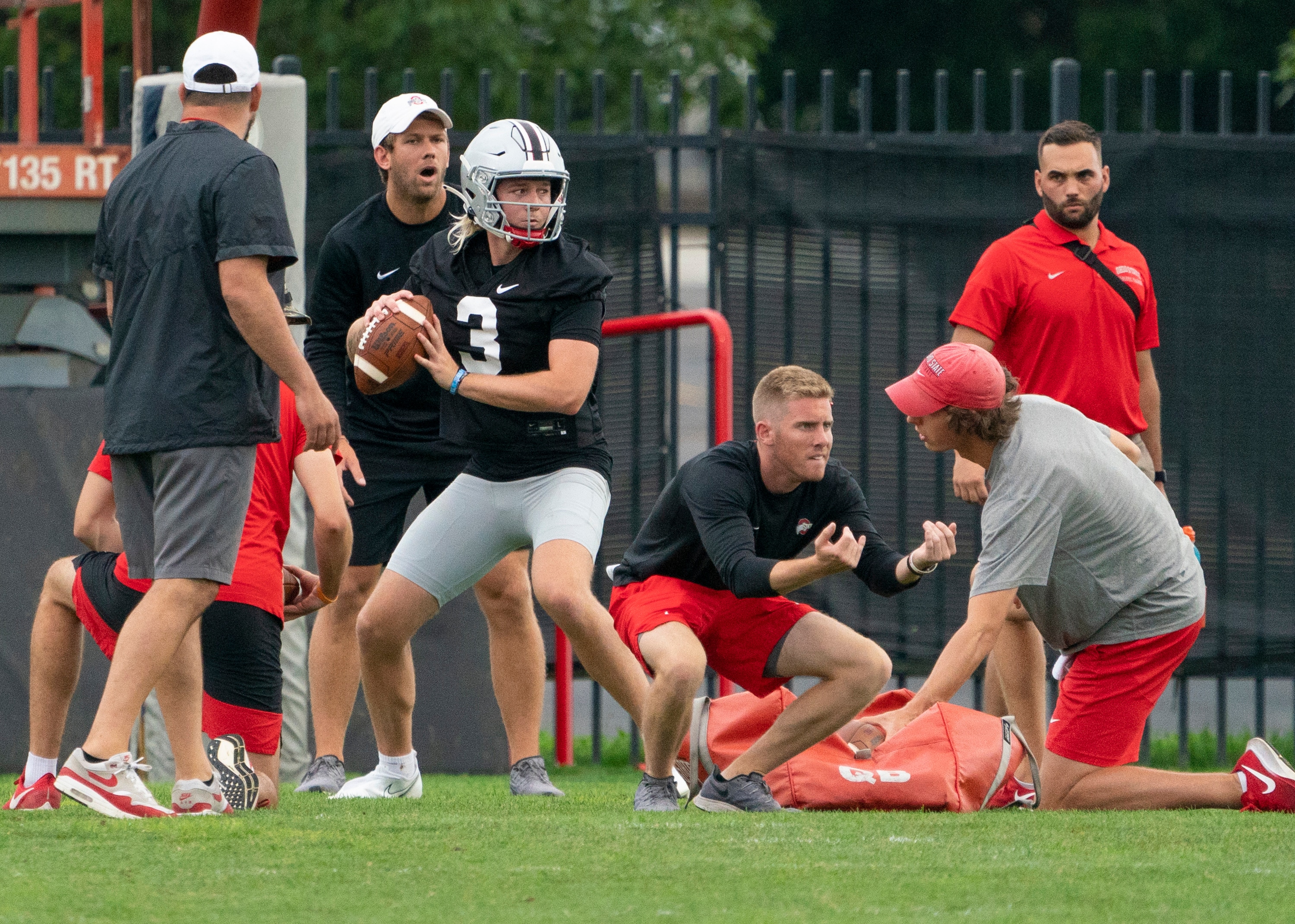 COLUMBUS, OH - AUGUST 18: Ohio State Buckeyes #3 Quinn Ewers during fall camp at the Woody Hayes Athletic Center in Columbus, Ohio on August 18, 2021. (Photo by Jason Mowry/Icon Sportswire via Getty Images)