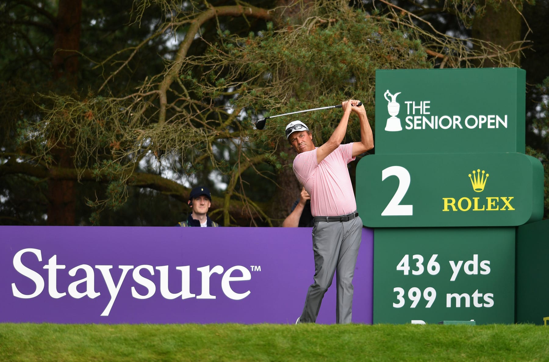 AUCHTERARDER, SCOTLAND - JULY 21: Stephen Ames of Canada plays his tee shot at the 2nd hole during Day One of The Senior Open Presented by Rolex at The King's Course at Gleneagles on July 21, 2022 in Auchterarder, United Kingdom. (Photo by Mark Runnacles/Getty Images)