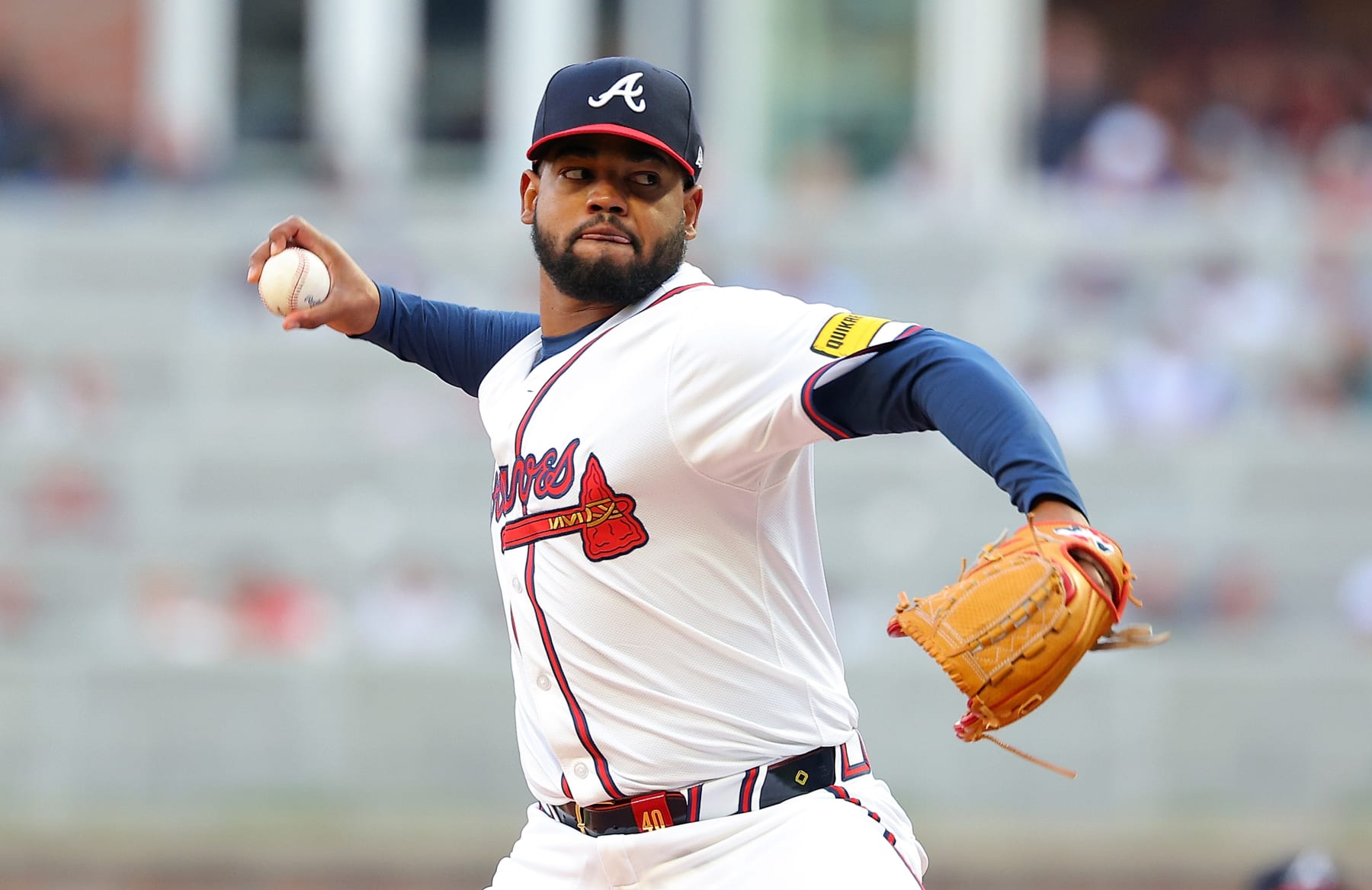 ATLANTA, GEORGIA - APRIL 24: Reynaldo López #40 of the Atlanta Braves pitches in the first inning against the Miami Marlins at Truist Park on April 24, 2024 in Atlanta, Georgia. (Photo by Kevin C. Cox/Getty Images) ATLANTA, GEORGIA - APRIL 24: Reynaldo López #40 of the Atlanta Braves pitches in the first inning against the Miami Marlins at Truist Park on April 24, 2024 in Atlanta, Georgia. (Photo by Kevin C. Cox/Getty Images)
