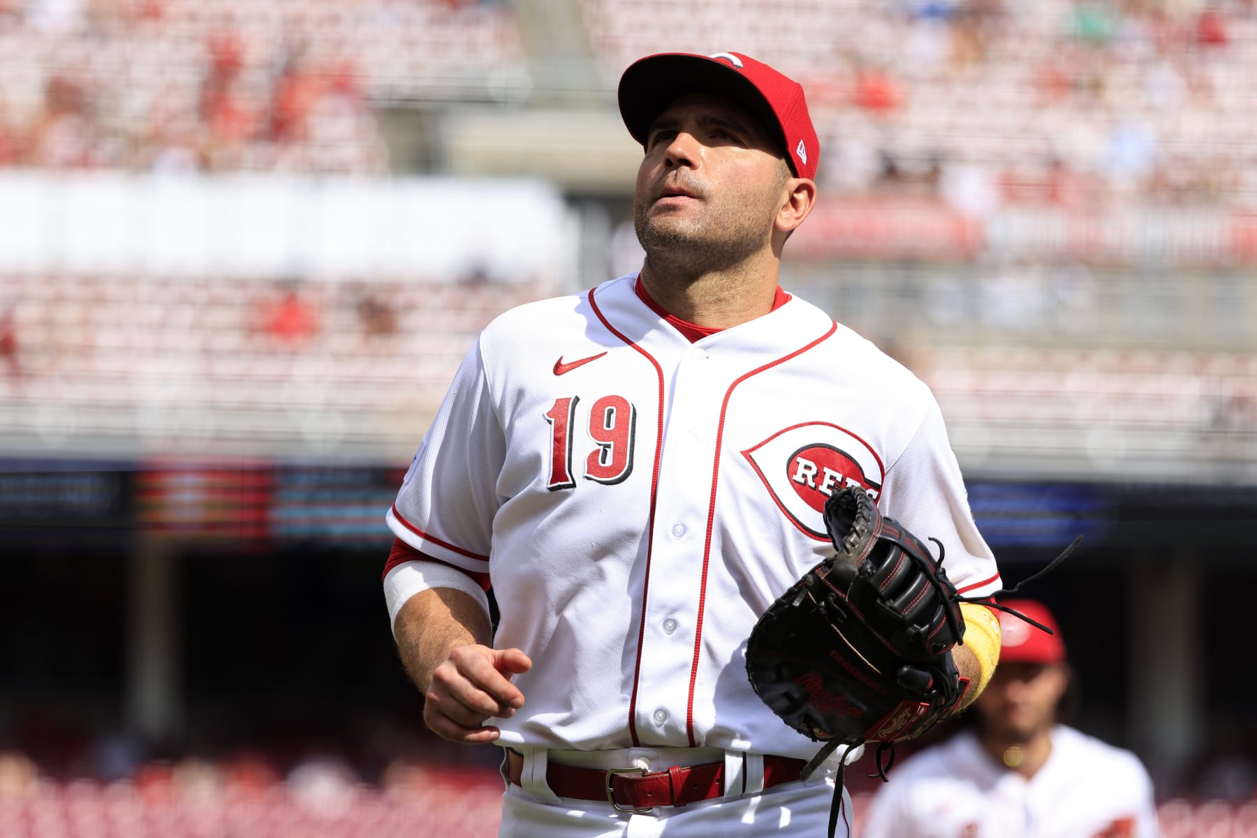 CINCINNATI, OHIO - SEPTEMBER 10: Joey Votto #19 of the Cincinnati Reds walks back to the dug out in the game against the St. Louis Cardinals at Great American Ball Park on September 10, 2023 in Cincinnati, Ohio. (Photo by Justin Casterline/Getty Images) CINCINNATI, OHIO - SEPTEMBER 10: Joey Votto #19 of the Cincinnati Reds walks back to the dug out in the game against the St. Louis Cardinals at Great American Ball Park on September 10, 2023 in Cincinnati, Ohio. (Photo by Justin Casterline/Getty Images)