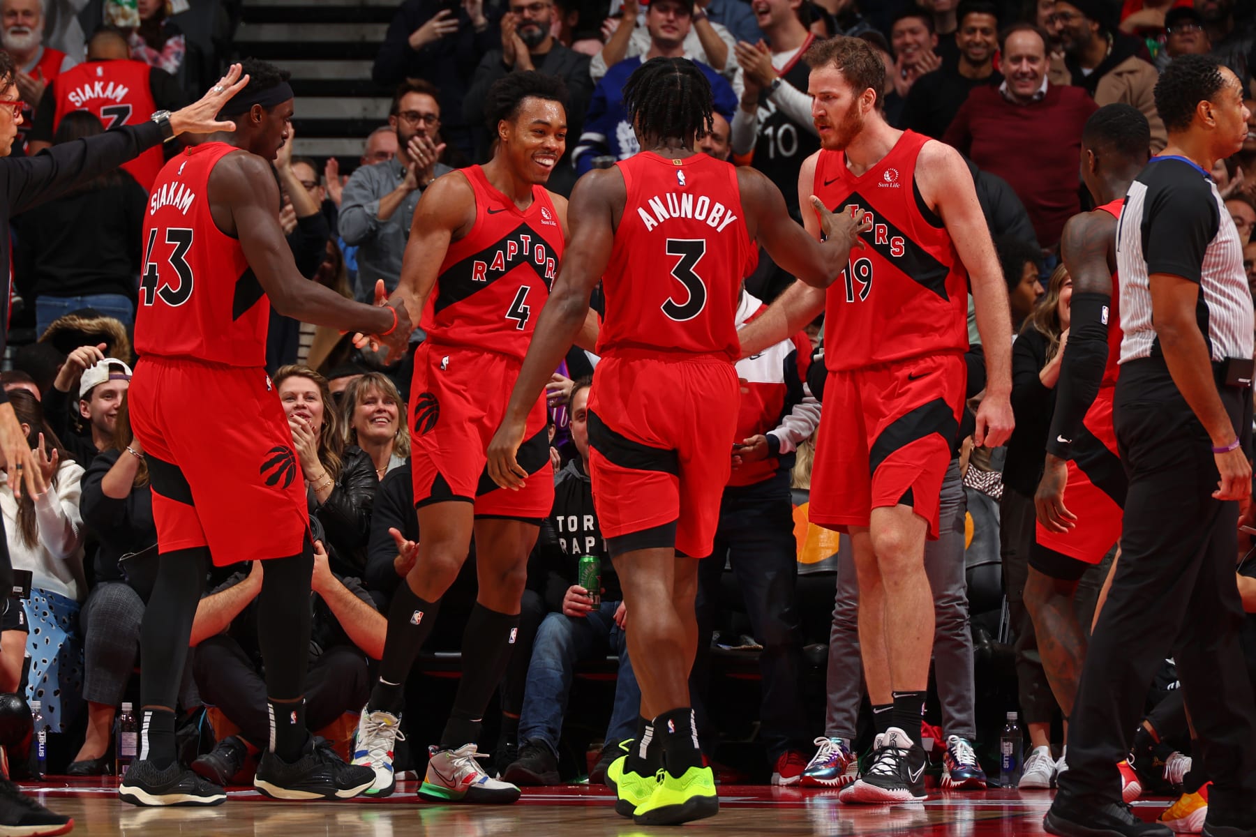 Pascal Siakam, Scottie Barnes, OG Anunoby and Jakob Poeltl