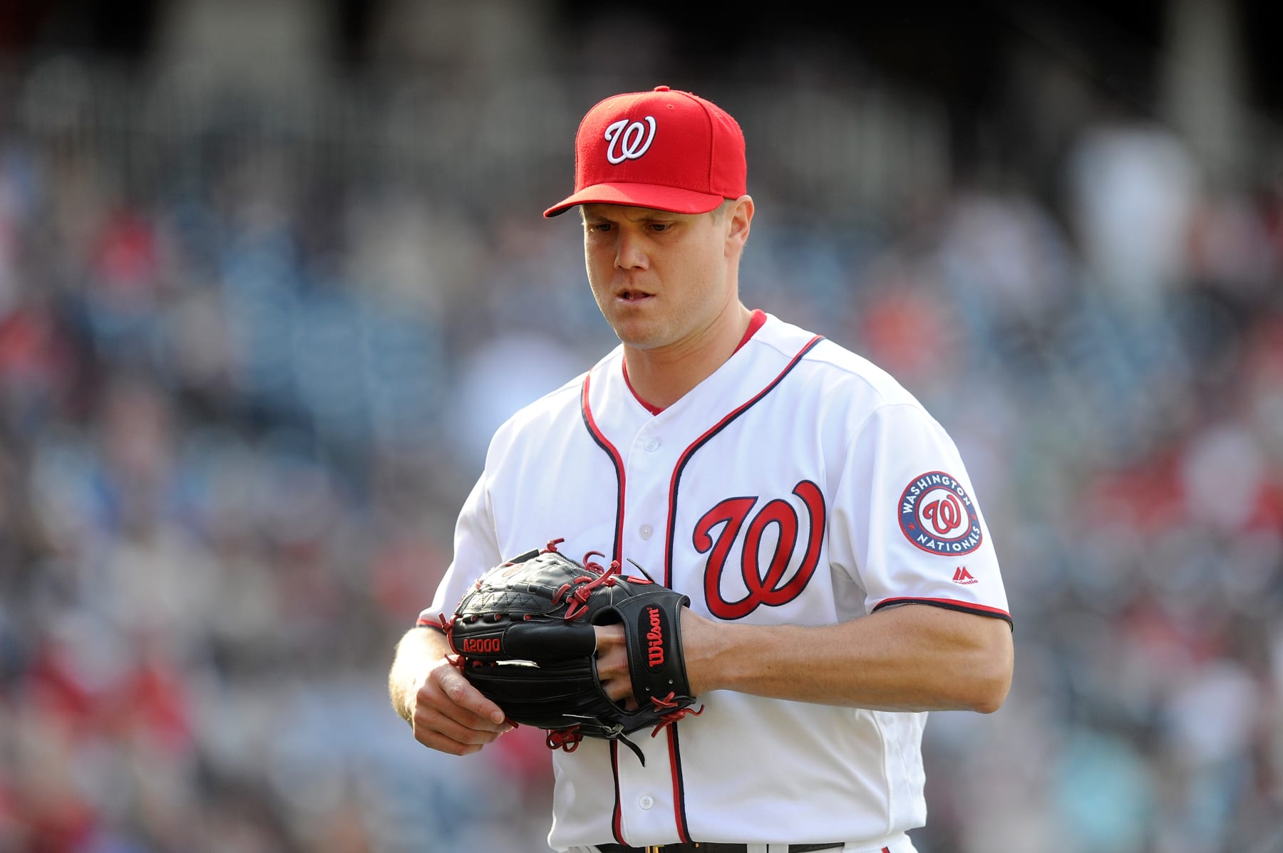 WASHINGTON, DC - APRIL 24:  Jonathan Papelbon #58 of the Washington Nationals walks to the dugout during the game against the Minnesota Twins at Nationals Park on April 24, 2016 in Washington, DC.  (Photo by G Fiume/Getty Images)
