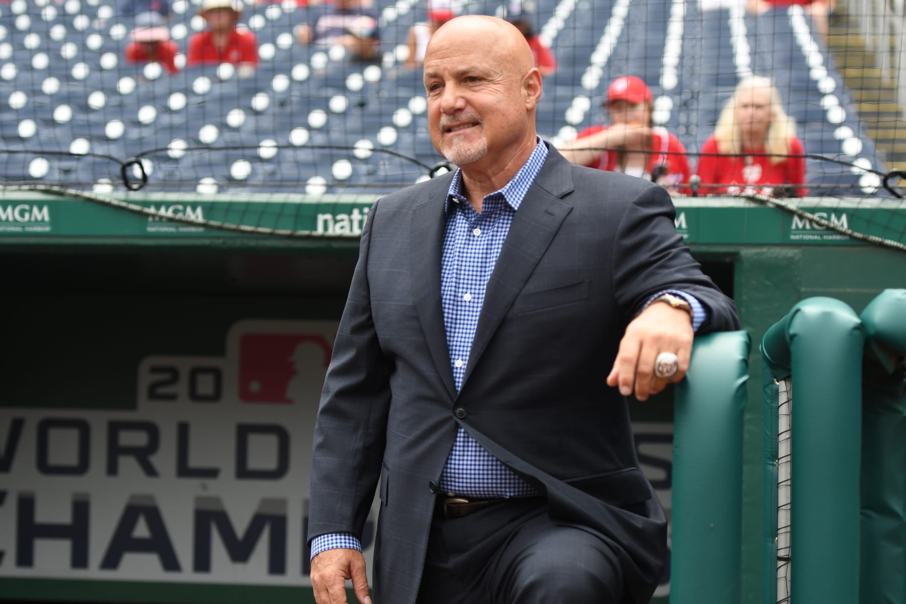 WAWASHINGTON, DC - JULY 17: President of Baseball Operations and general manager fo the Washington Nationals Mike Rizzo looks on before a baseball game against the Atlanta Braves at Nationals Park on July 17, 2022 in Washington, DC. (Photo by Mitchell Layton/Getty Images) WAWASHINGTON, DC - JULY 17: President of Baseball Operations and general manager fo the Washington Nationals Mike Rizzo looks on before a baseball game against the Atlanta Braves at Nationals Park on July 17, 2022 in Washington, DC. (Photo by Mitchell Layton/Getty Images)