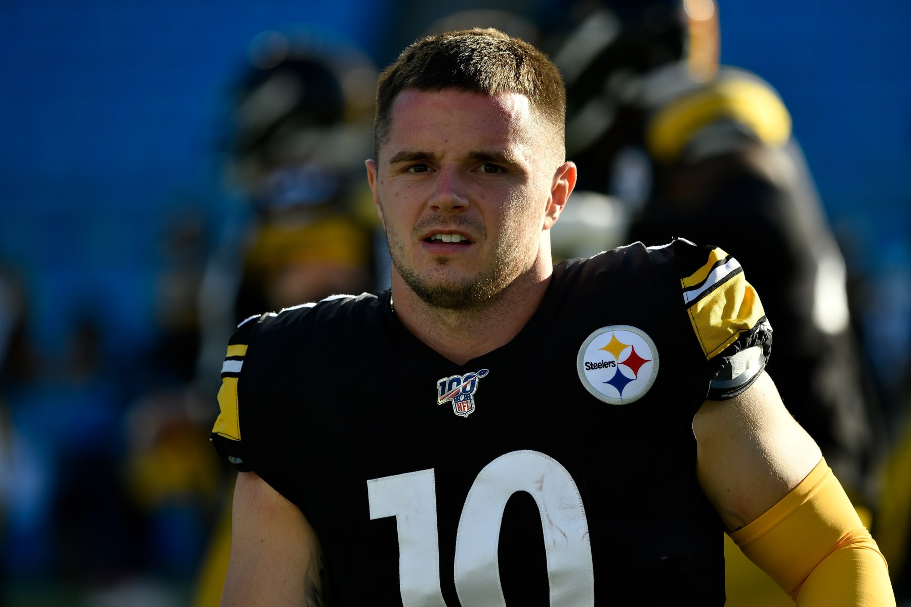 CHARLOTTE, NORTH CAROLINA - AUGUST 29: Ryan Switzer #10 of the Pittsburgh Steelers  against the Carolina Panthersduring their preseason game at Bank of America Stadium on August 29, 2019 in Charlotte, North Carolina. (Photo by Grant Halverson/Getty Images)