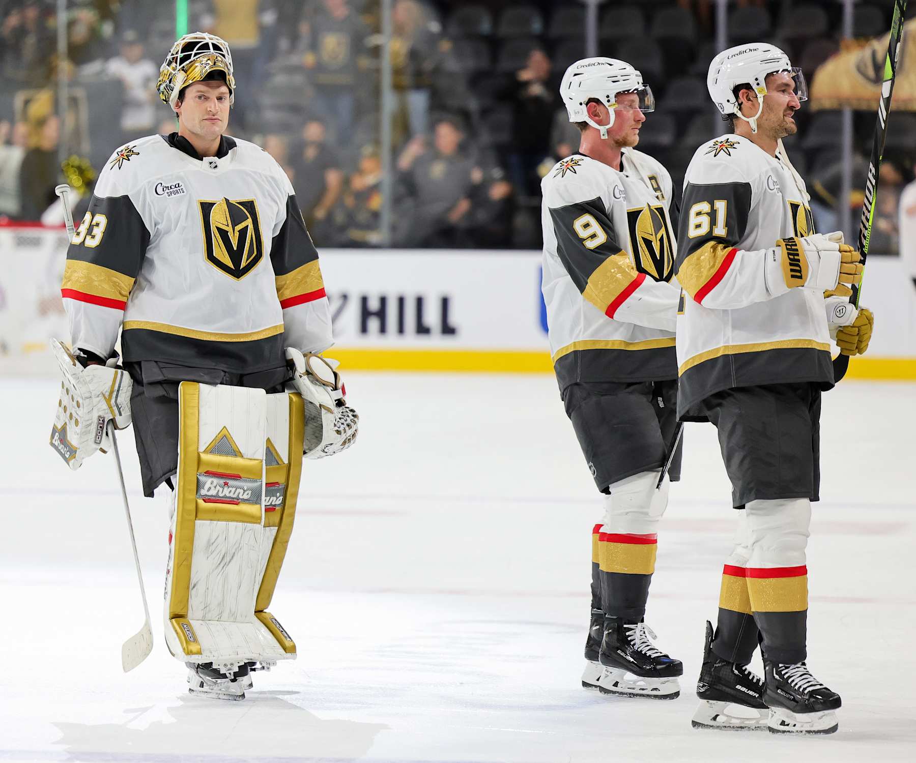 Adin Hill, Jack Eichel and Mark Stone.