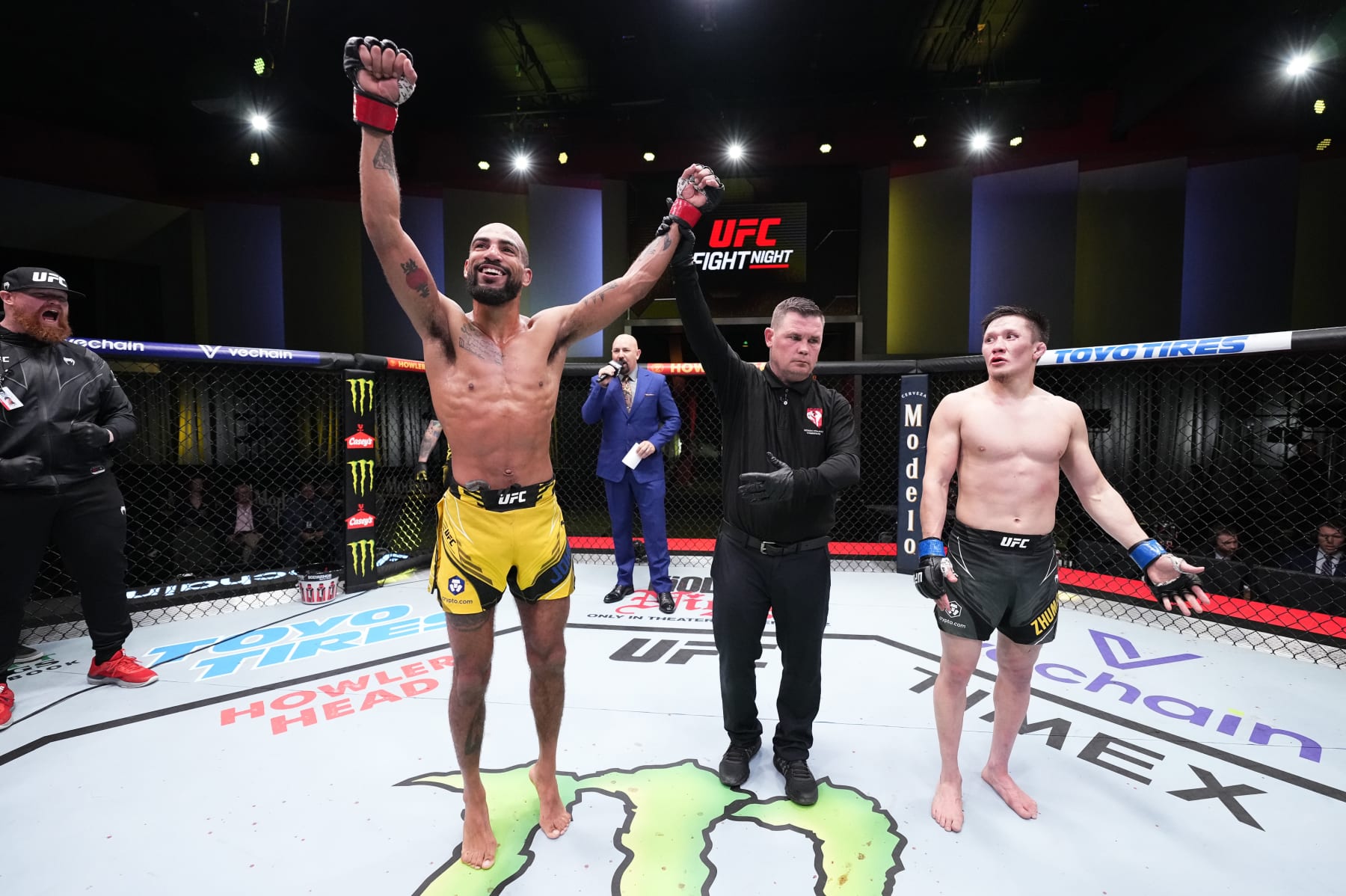 LAS VEGAS, NEVADA - NOVEMBER 19: Charles Johnson reacts after his victory over Zhalgas Zhumagulov of Kazakstan in a flyweight fight during the UFC Fight Night event at UFC APEX on November 19, 2022 in Las Vegas, Nevada. (Photo by Chris Unger/Zuffa LLC)