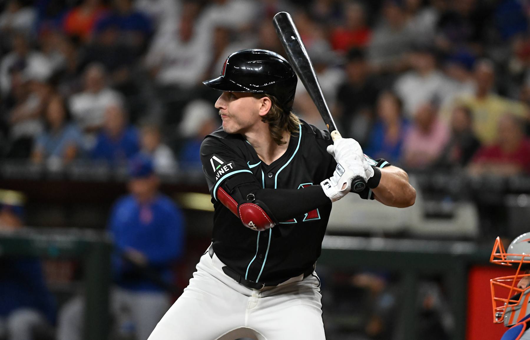PHOENIX, ARIZONA - AUGUST 28: Jake McCarthy #31 of the Arizona Diamondbacks gets ready in the batters box against the New York Mets at Chase Field on August 28, 2024 in Phoenix, Arizona. (Photo by Norm Hall/Getty Images)