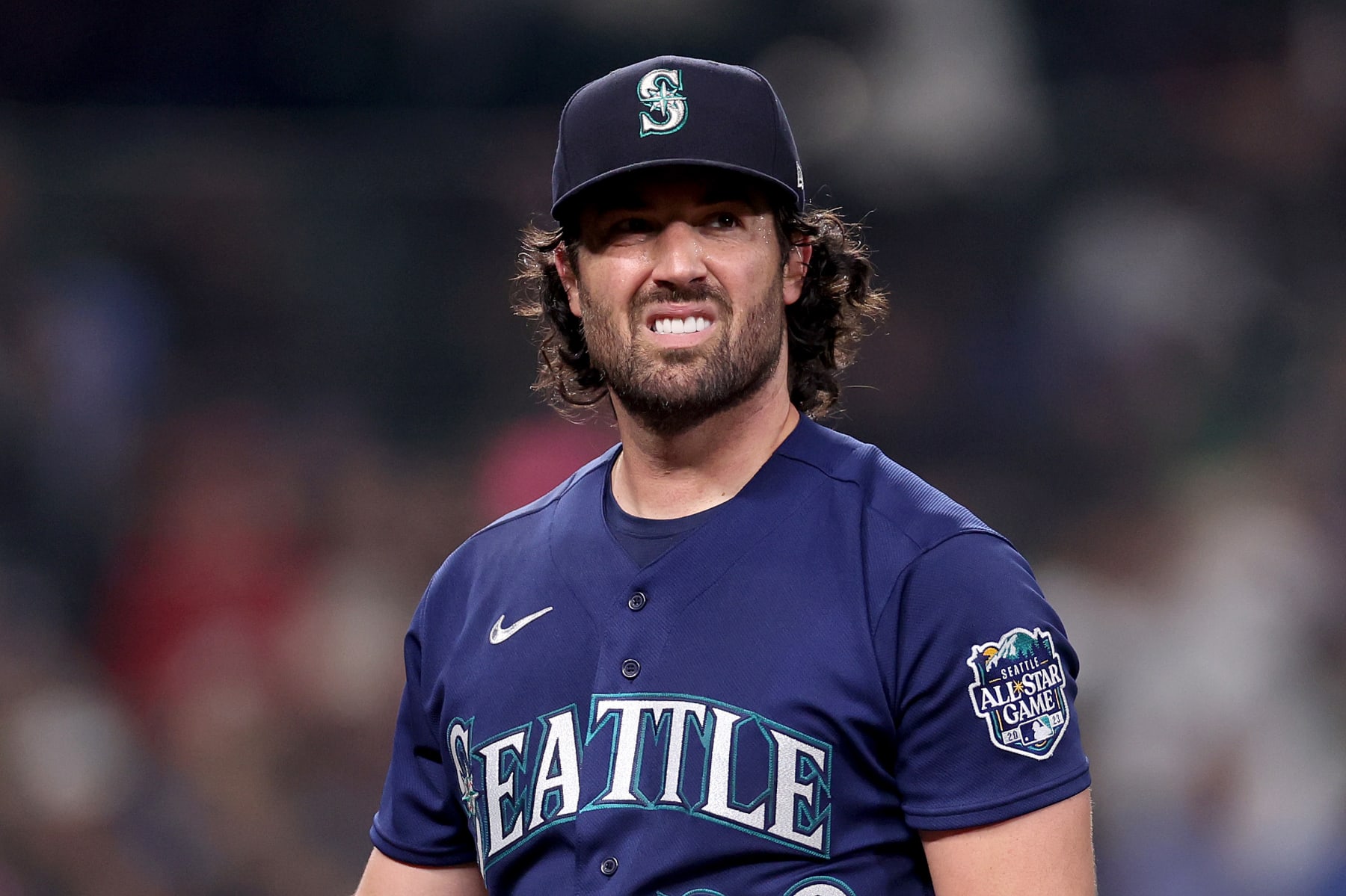 SEATTLE, WASHINGTON - MARCH 31: Robbie Ray #38 of the Seattle Mariners reacts during the second inning against the Cleveland Guardians at T-Mobile Park on March 31, 2023 in Seattle, Washington. (Photo by Steph Chambers/Getty Images)