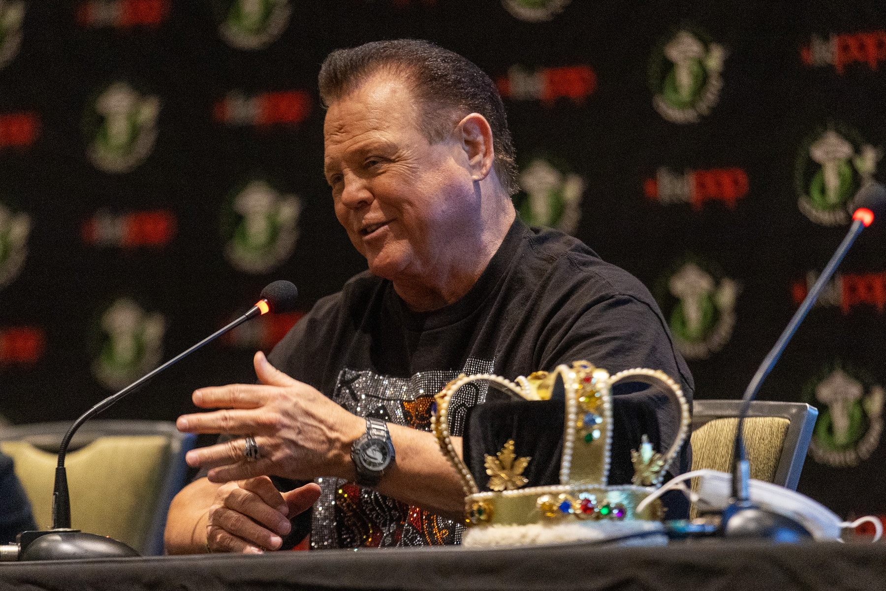 SEATTLE, WASHINGTON - DECEMBER 04: Professional wrestler Jerry "The King" Lawler speaks onstage during Emerald City Comic Con at the Washington State Convention Center on December 04, 2021 in Seattle, Washington. (Photo by Mat Hayward/Getty Images)