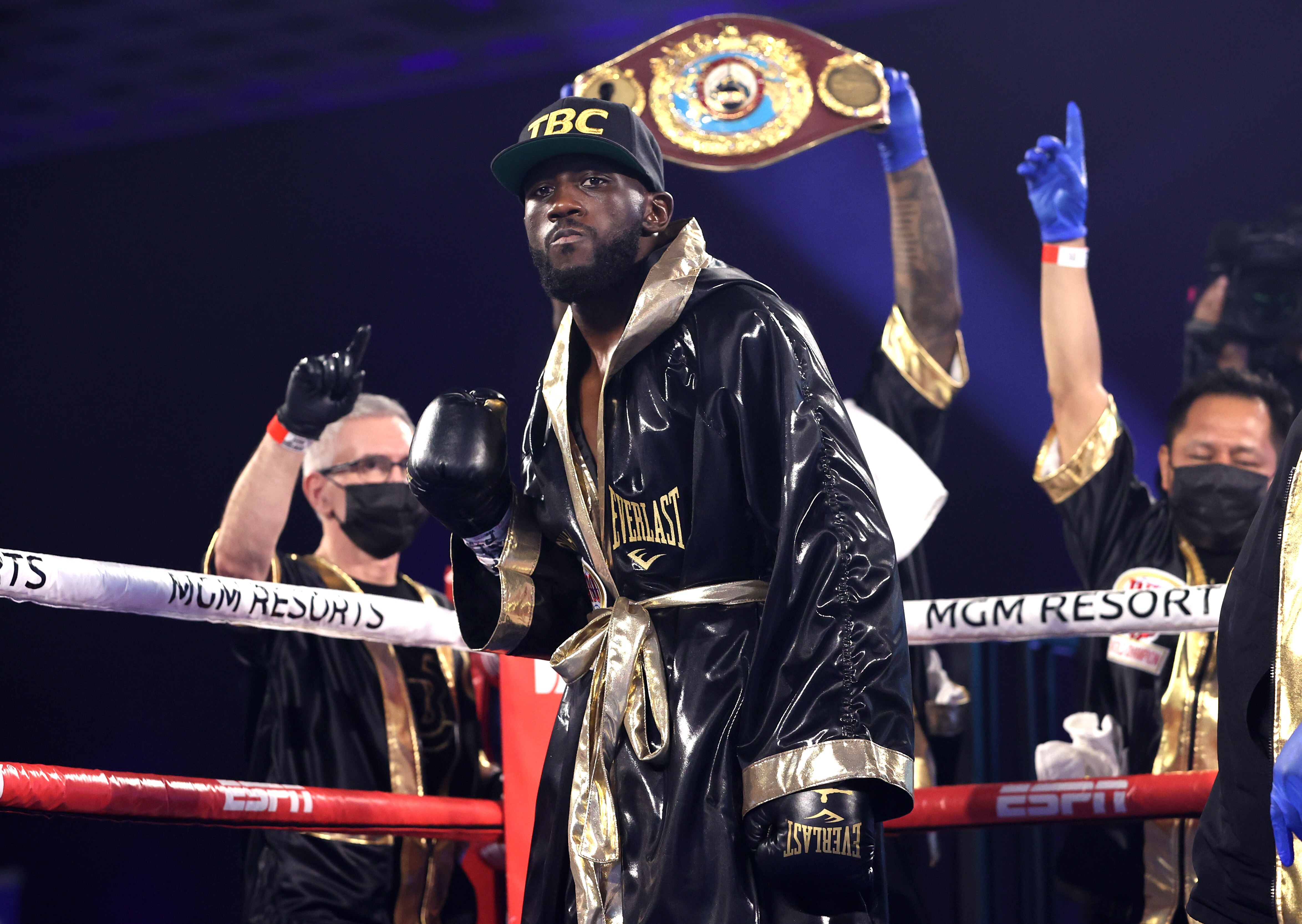 LAS VEGAS, NV - NOVEMBER 14: Terence Crawford inside ring before his fight against Kell Brook for the WBO welterweight title at the MGM Grand Conference Center on November 14, 2020 in Las Vegas, Nevada. (Photo by Mikey Williams/Top Rank Inc via Getty Images)