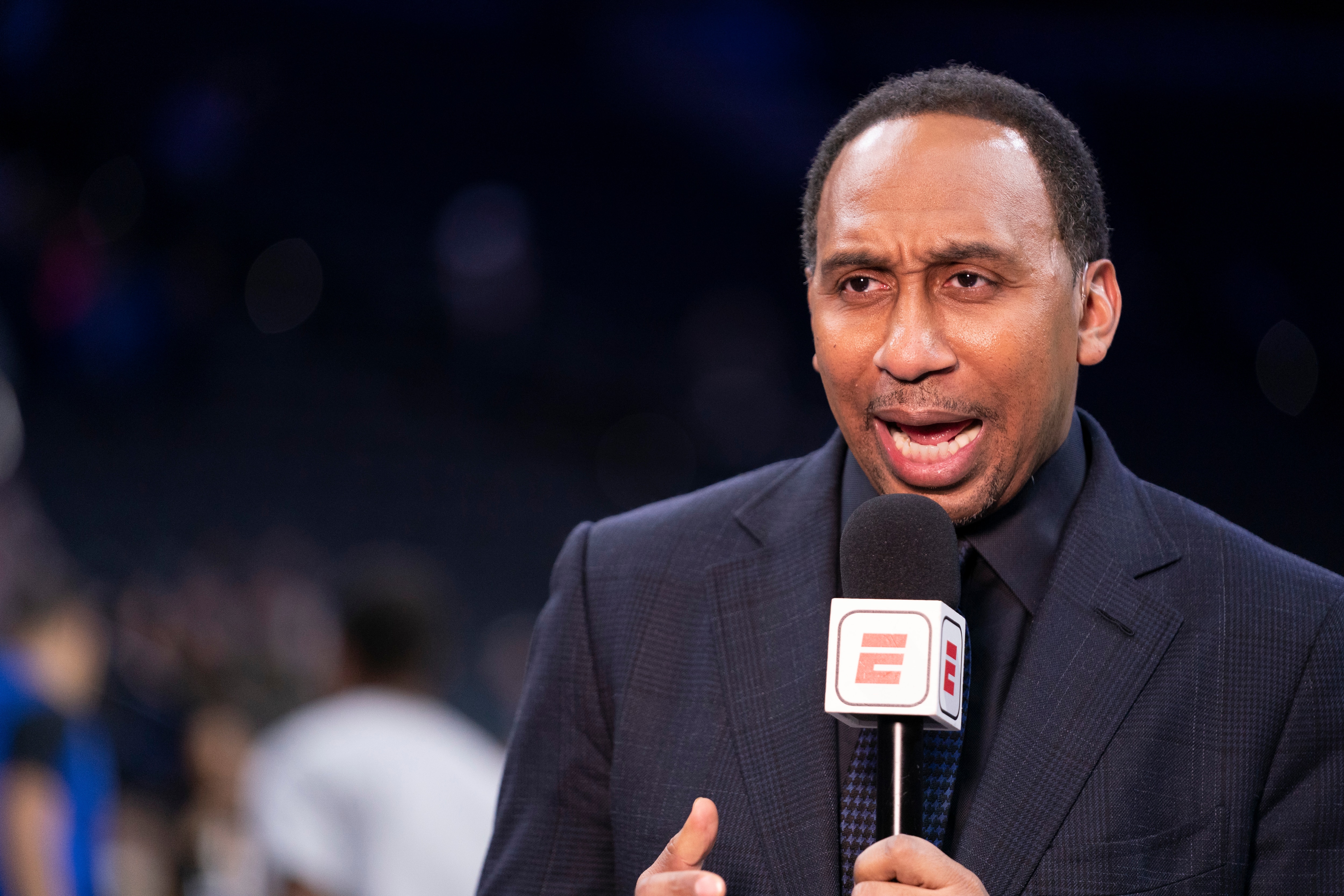 PHILADELPHIA, PA - DECEMBER 20: ESPN analyst Stephen A. Smith talks prior to the game between the Dallas Mavericks and Philadelphia 76ers at the Wells Fargo Center on December 20, 2019 in Philadelphia, Pennsylvania. NOTE TO USER: User expressly acknowledges and agrees that, by downloading and/or using this photograph, user is consenting to the terms and conditions of the Getty Images License Agreement. (Photo by Mitchell Leff/Getty Images)