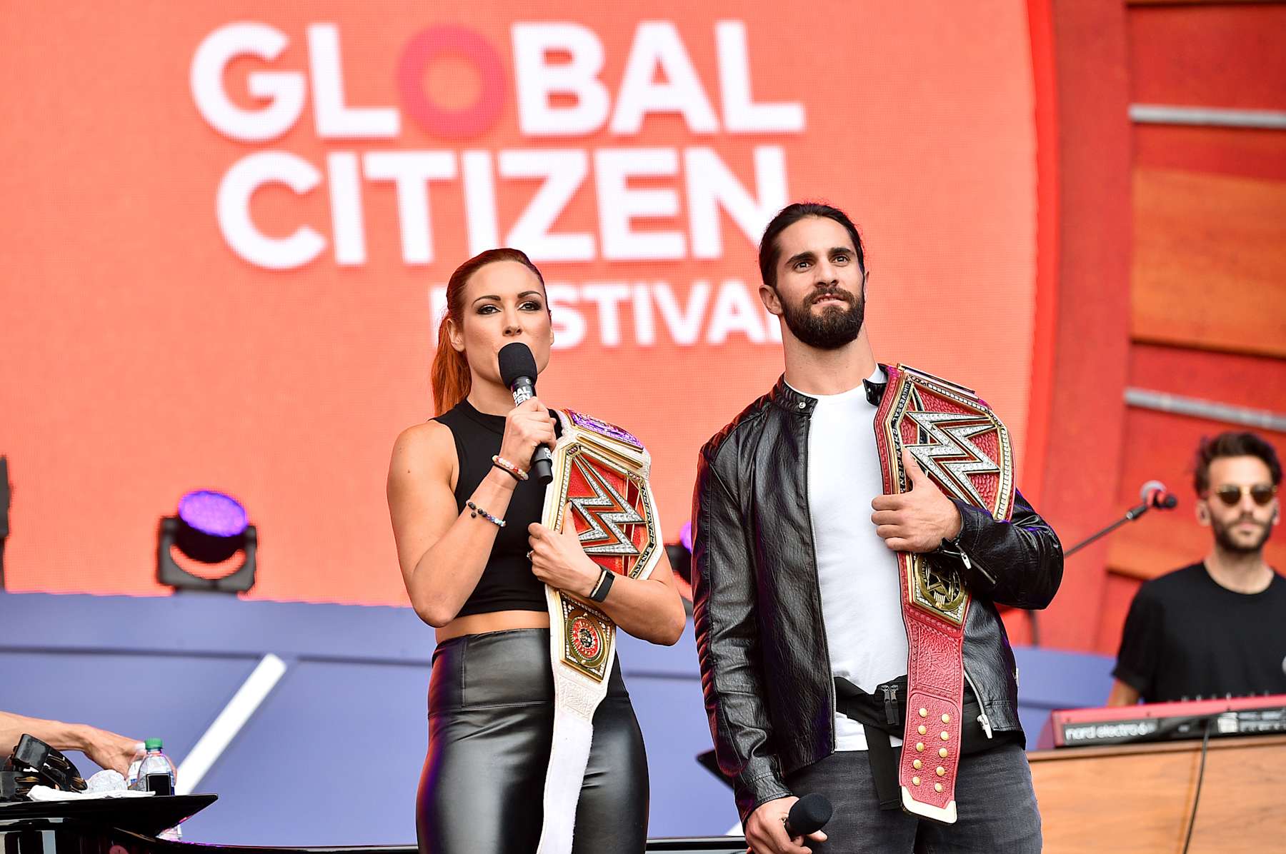 Becky Lynch and Seth Rollins