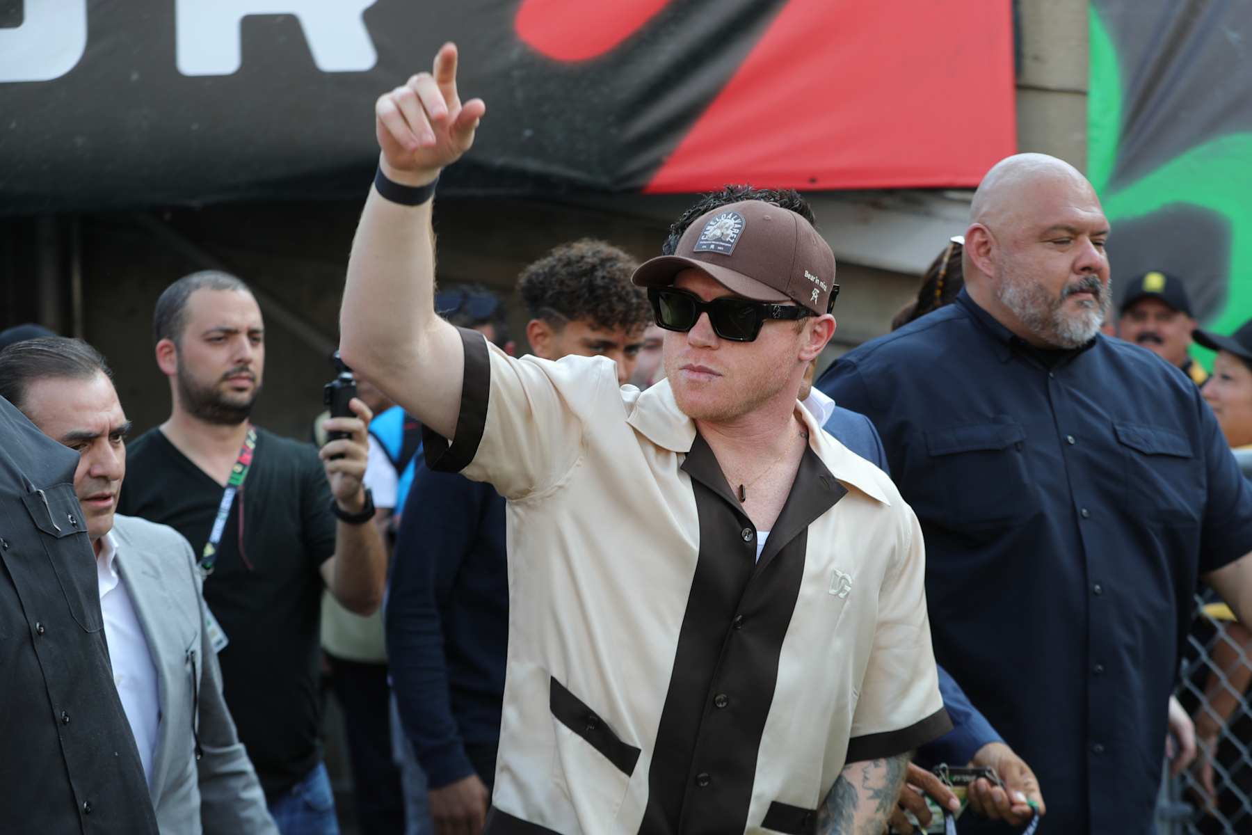 PASADENA, CALIFORNIA - SEPTEMBER 7: Saul Alvarez attends the international friendly match between Mexico and New Zealand at Rose Bowl Stadium on September 7, 2024 in Pasadena, California. (Photo by Omar Vega/Getty Images)