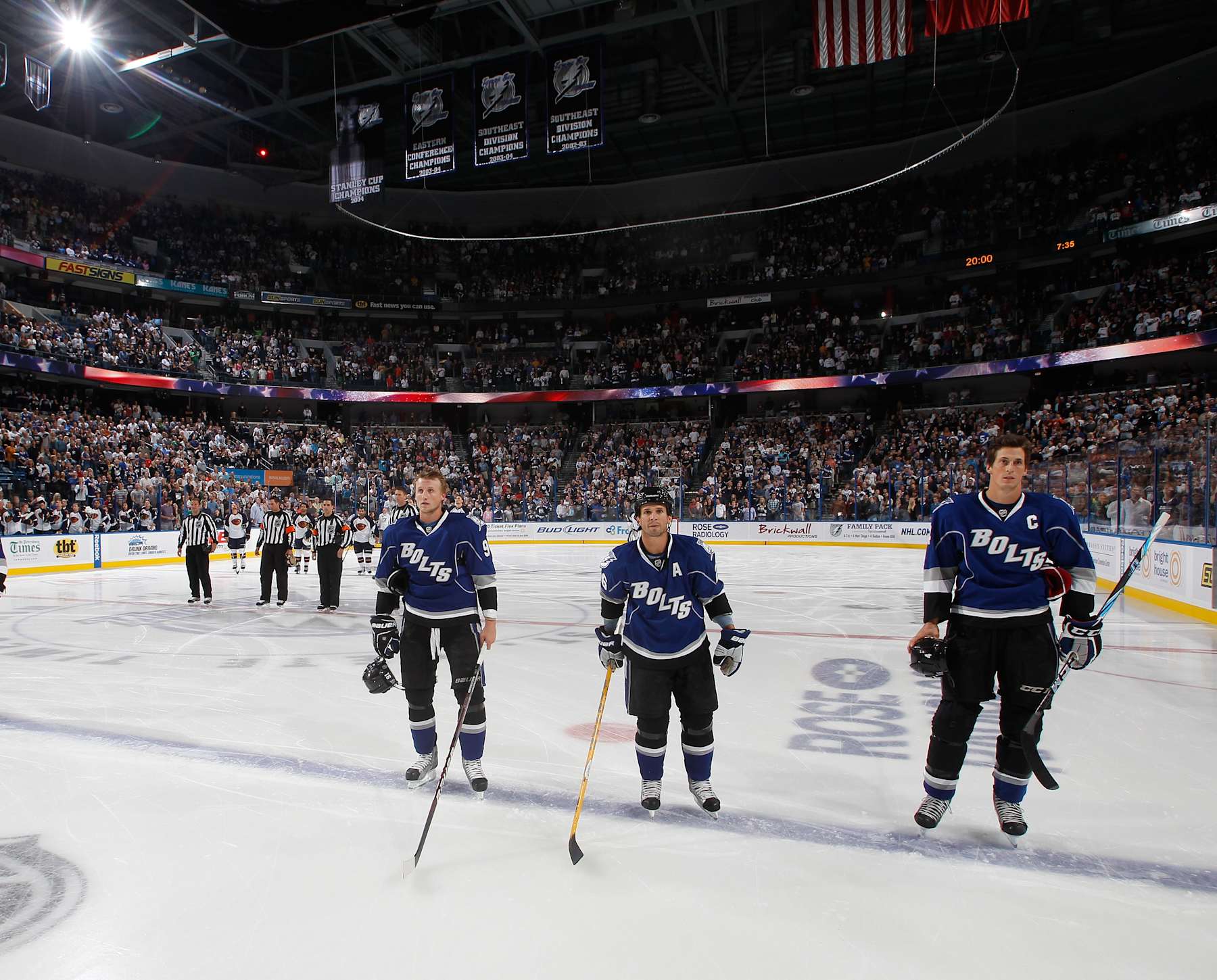 Former Tampa Bay Lightning forwards Steven Stamkos (left), Martin St. Louis and Vincent Lecavalier.