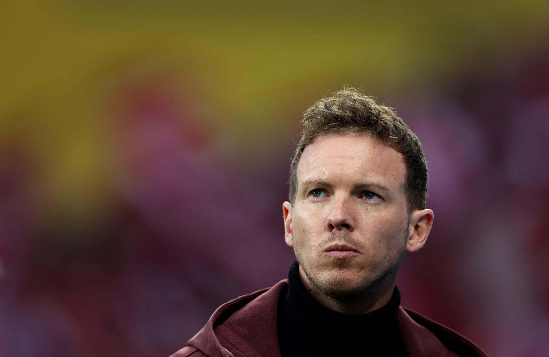 LEVERKUSEN, GERMANY - MARCH 19: Julian Nagelsmann, Head Coach of FC Bayern Munich, looks on during the Bundesliga match between Bayer 04 Leverkusen and FC Bayern München at BayArena on March 19, 2023 in Leverkusen, Germany. (Photo by Dean Mouhtaropoulos/Getty Images)