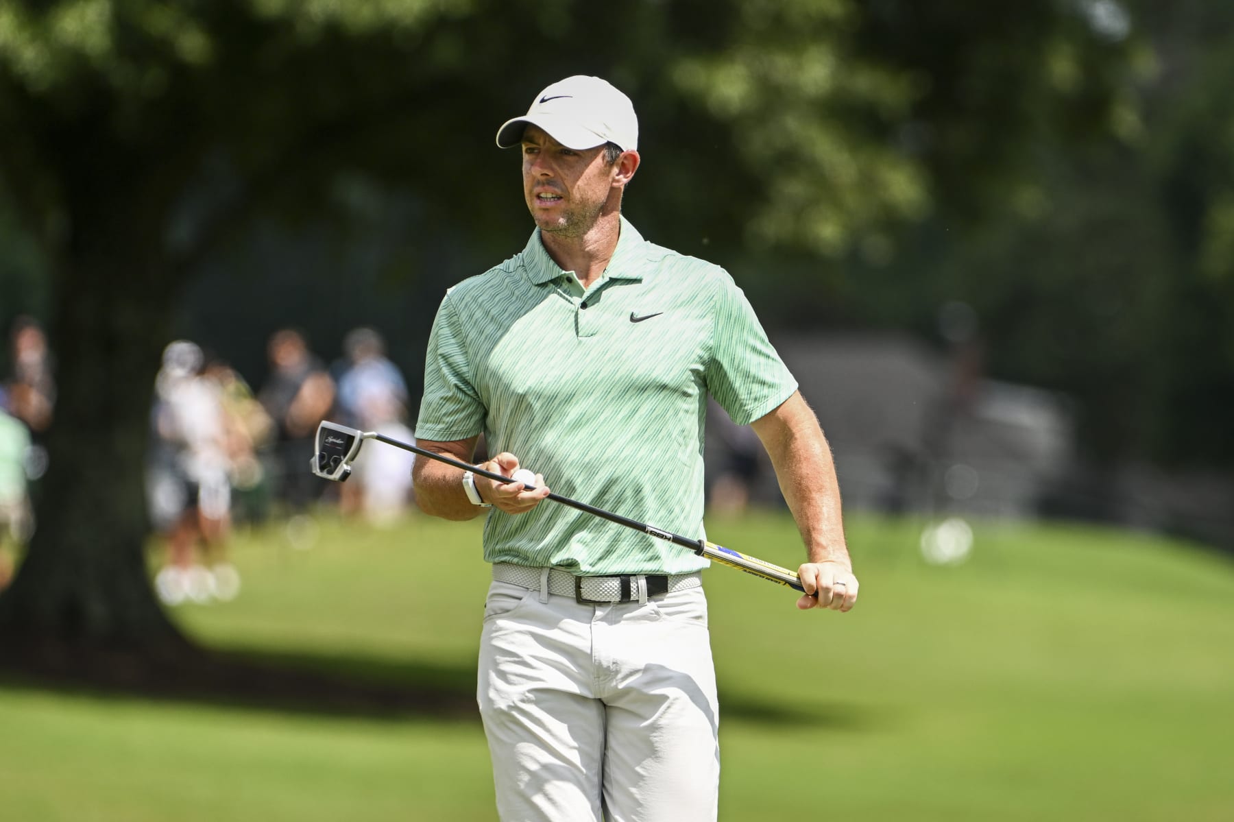ATLANTA, GEORGIA - AUGUST 28: Rory McIlroy of Northern Ireland at the third green during the final round of the TOUR Championship at East Lake Golf Club on August 28, 2022 in Atlanta, Georgia. (Photo by Tracy Wilcox/PGA TOUR via Getty Images)
