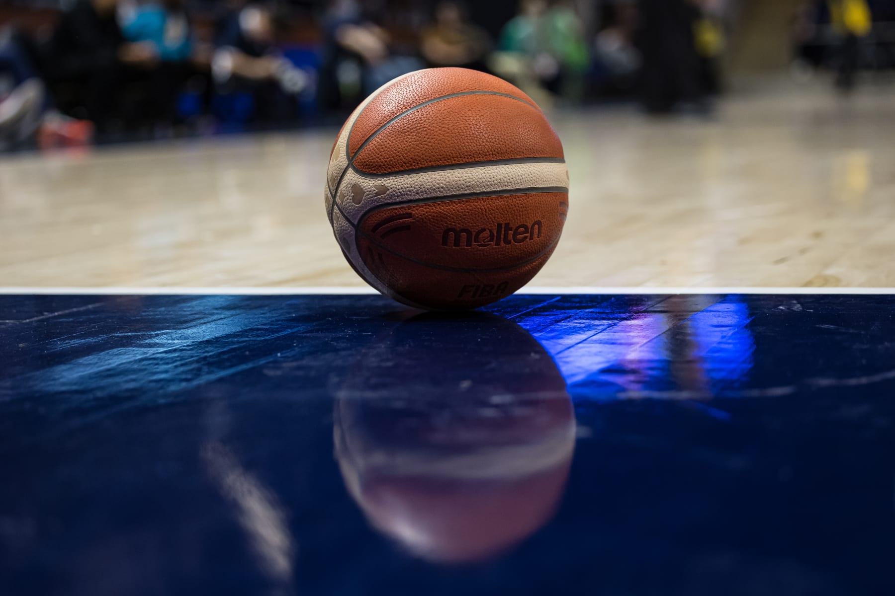 WASHINGTON, DC - FEBRUARY 27: A general view of the game ball on the court during the first half of the FIBA Basketball World Cup 2023 Qualifier game between the United States and Mexico at Entertainment & Sports Arena on February 27, 2022 in Washington, DC.  (Photo by Scott Taetsch/Getty Images)
