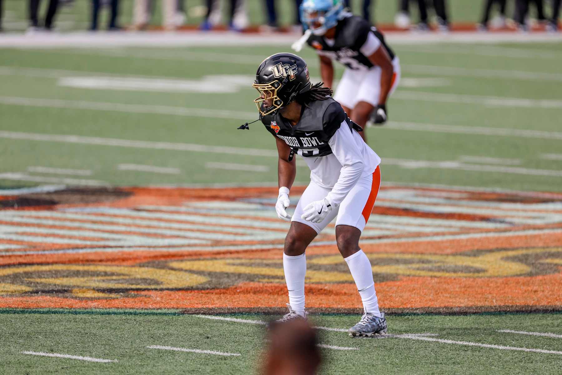 MOBILE, ALABAMA - JANUARY 29: Mac McWilliams #27 of UCF during Senior Bowl practice at Hancock Whitney Stadium on January 29, 2025 in Mobile, Alabama. (Photo by Derick E. Hingle/Getty Images)