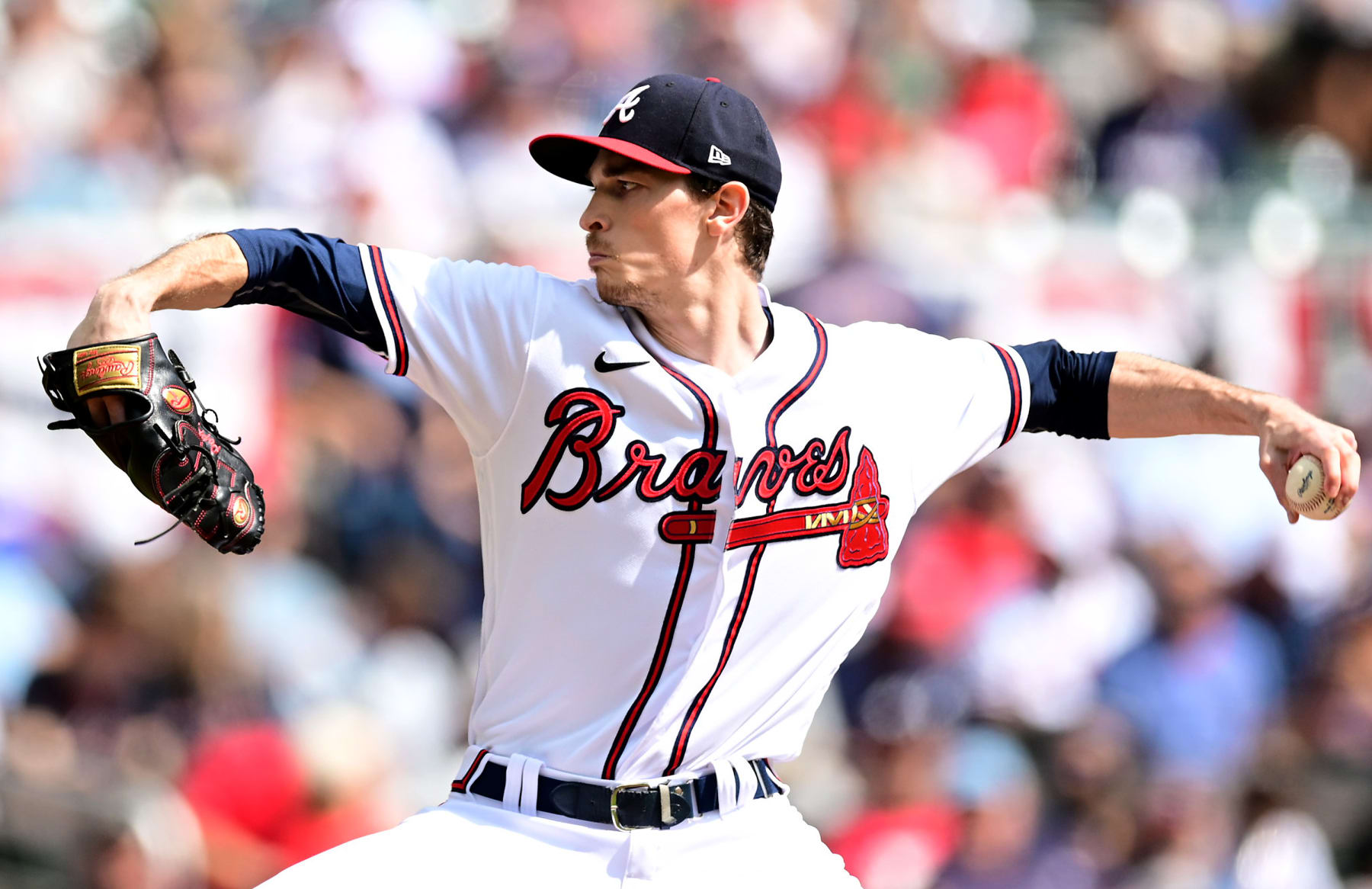 ATLANTA, GEORGIA - OCTOBER 11: Max Fried #54 of the Atlanta Braves delivers a pitch against the Philadelphia Phillies during the first inning in game one of the National League Division Series at Truist Park on October 11, 2022 in Atlanta, Georgia. (Photo by Adam Hagy/Getty Images)