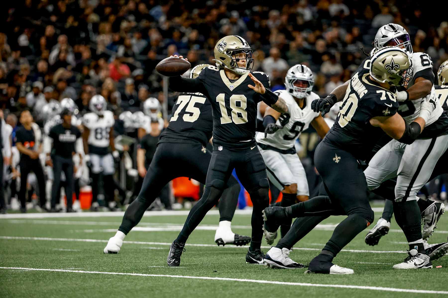 New Orleans Saints quarterback Spencer Rattler