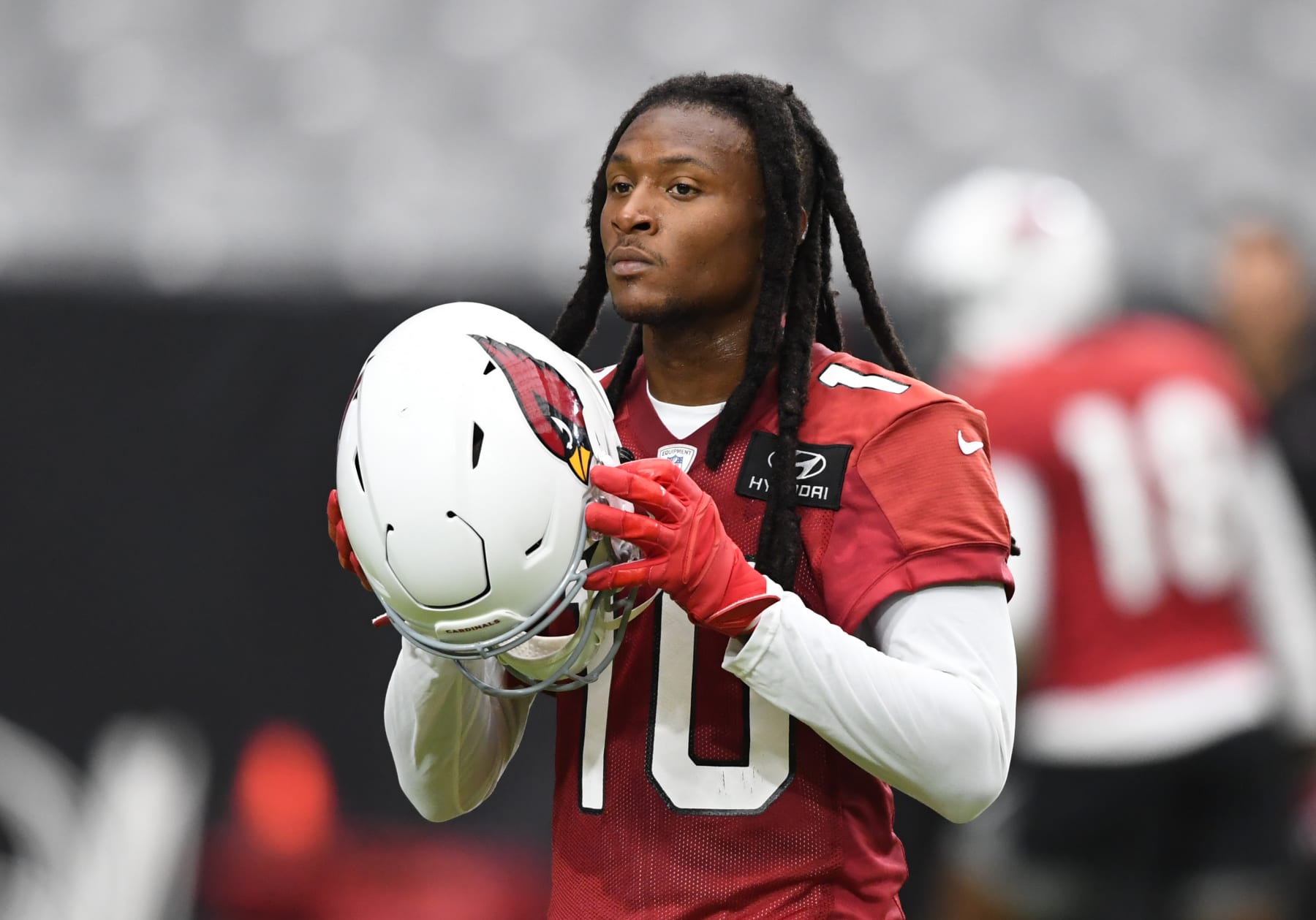 GLENDALE, ARIZONA - JULY 30: DeAndre Hopkins #10 of the Arizona Cardinals participates in drills during training camp at State Farm Stadium on July 30, 2021 in Glendale, Arizona. (Photo by Norm Hall/Getty Images)
