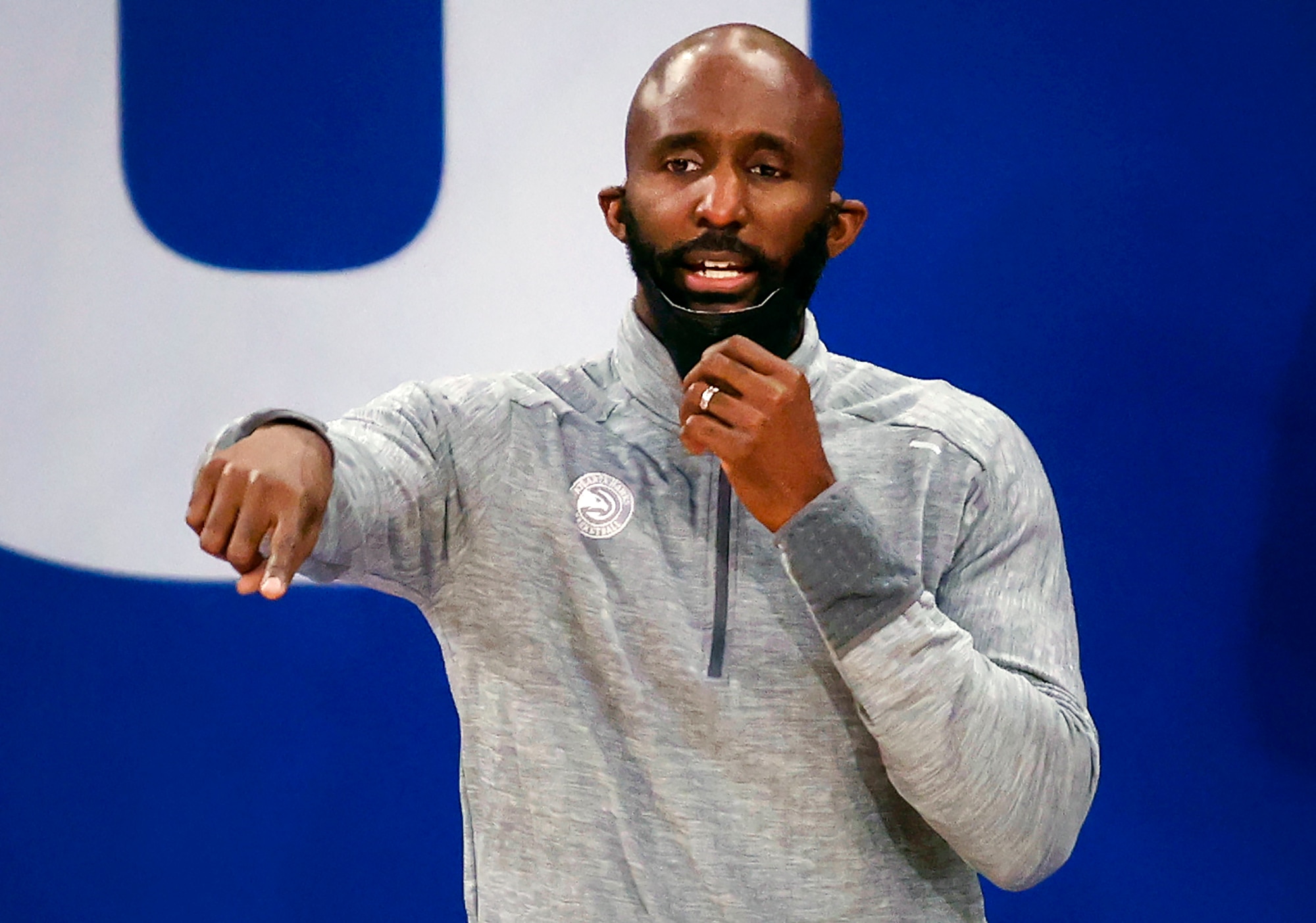 FILE - In this Monday, Feb. 15, 2021, file photo, Atlanta Hawks head coach Lloyd Pierce calls to his team during the fourth quarter of an NBA basketball game against the New York Knicks in New York. On Monday, March 1, 2021, Pierce was fired less than halfway into a season that began with heightened expectations but was beset by injuries. (AP Photo/Jason DeCrow, Pool, File)