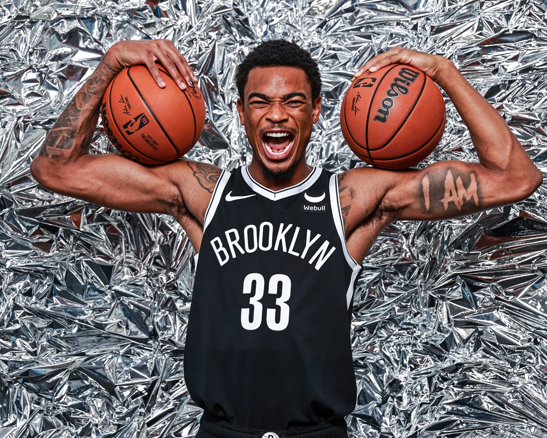 BROOKLYN, NY- OCTOBER 2: Nic Claxton #33 of the Brooklyn Nets poses for a portrait for Media Day at the Barclays Center in Brooklyn, New York.  NOTE TO USER: User expressly acknowledges and agrees that, by downloading and or using this photograph, User is consenting to the terms and conditions of the Getty Images License Agreement. Mandatory Copyright Notice: Copyright 2023 NBAE  (Photo by Nathaniel S. Butler/NBAE via Getty Images)