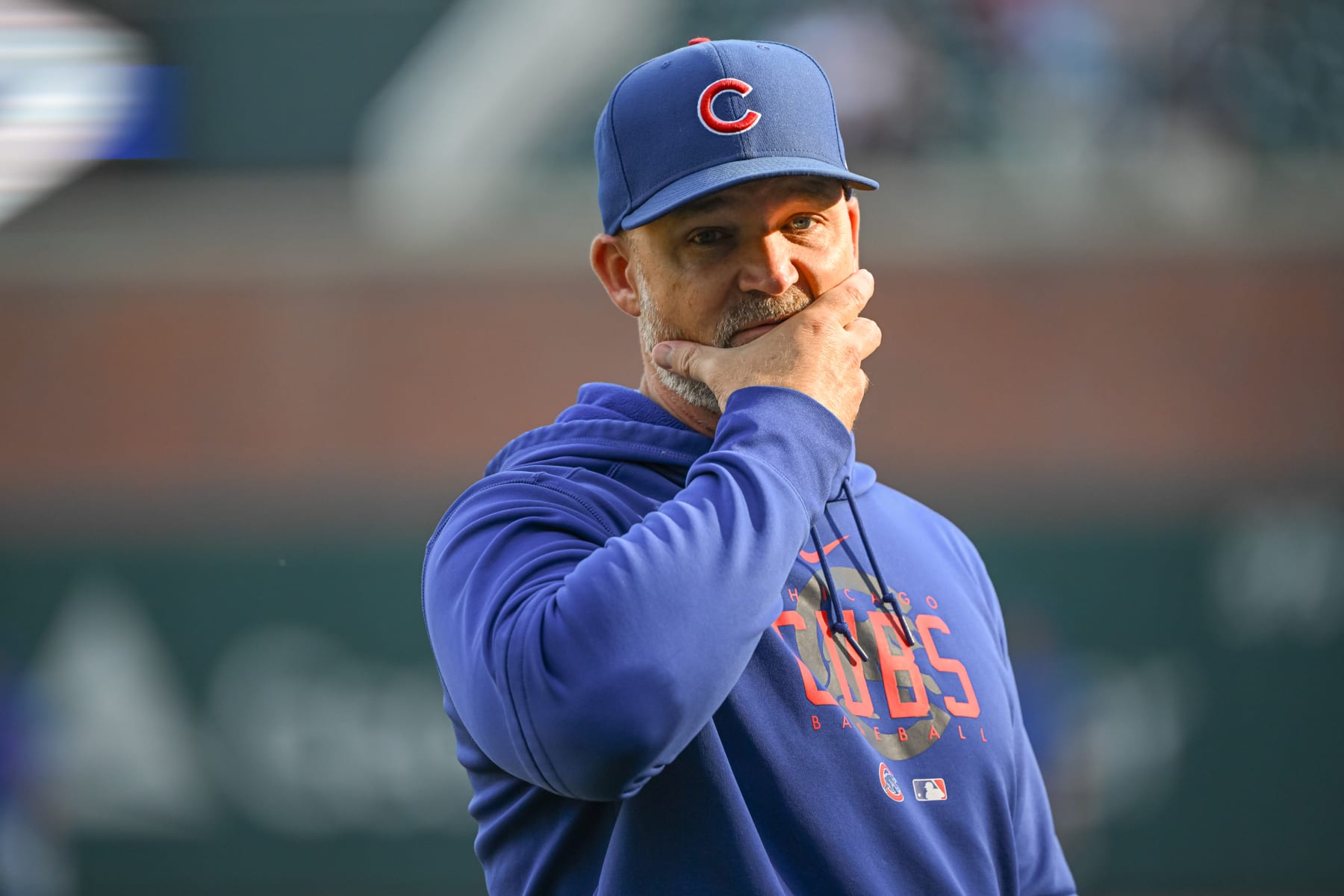 ATLANTA, GA - SEPTEMBER 28: Chicago Cubs manager David Ross (3) prior to the MLB game between the Chicago Cubs and Atlanta Braves on September 28, 2023, at Truist Park in Atlanta, GA. (Photo by John Adams/Icon Sportswire via Getty Images)