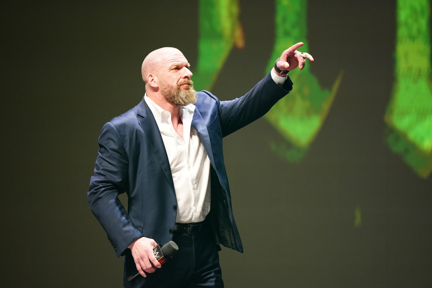 LAS VEGAS, NV - FEBRUARY 08:  Paul "Triple H" Levesque, WWE Chief Content Officer during the WWE Wrestlemania XL Kickoff on February 08, 2024, at T-Mobile Arena in Las Vegas, NV. (Photo by Louis Grasse/PXimages/Icon Sportswire via Getty Images)