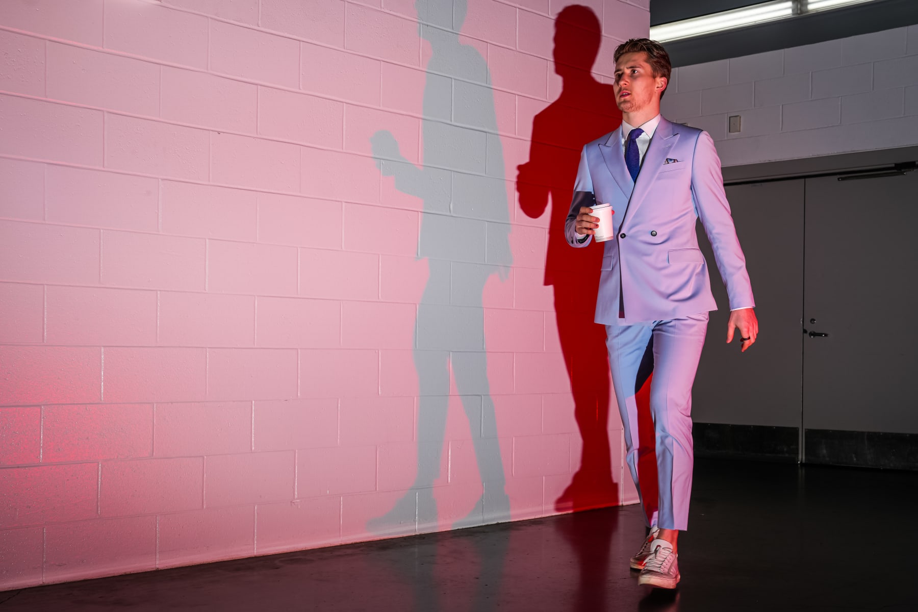 NEWARK, NEW JERSEY - MAY 09: Martin Necas #88 of the Carolina Hurricanes arrives prior to Game Four of the Second Round of the 2023 Stanley Cup Playoffs against the New Jersey Devils at Prudential Center on May 09, 2023 in Newark, New Jersey. (Photo by Josh Lavallee/NHLI via Getty Images)