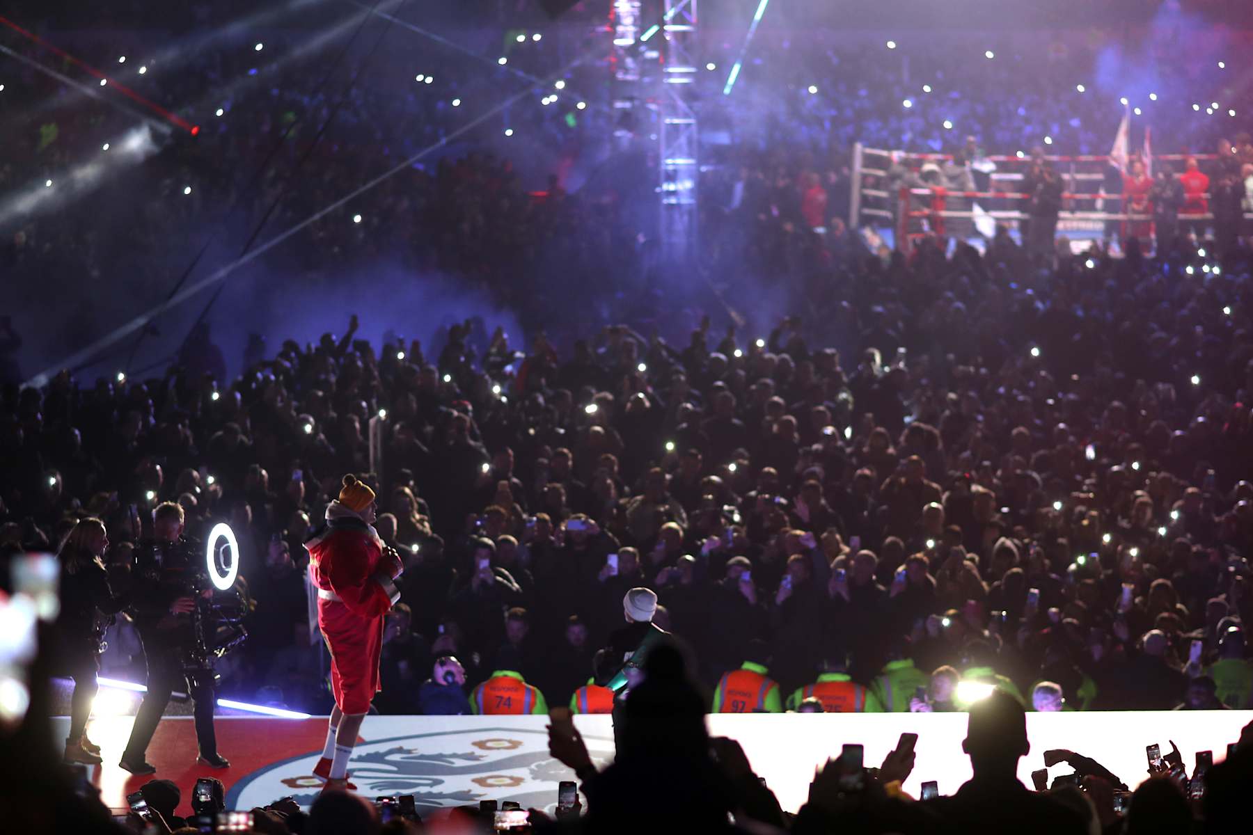 LONDON, ENGLAND - DECEMBER 03: Tyson Fury starts his ring walk during the Tyson Fury v Derek Chisora Heavyweight Boxing at Tottenham Hotspur Stadium on December 3, 2022 in London, England. (Photo by Mark Leech/Offside/Offside via Getty Images)